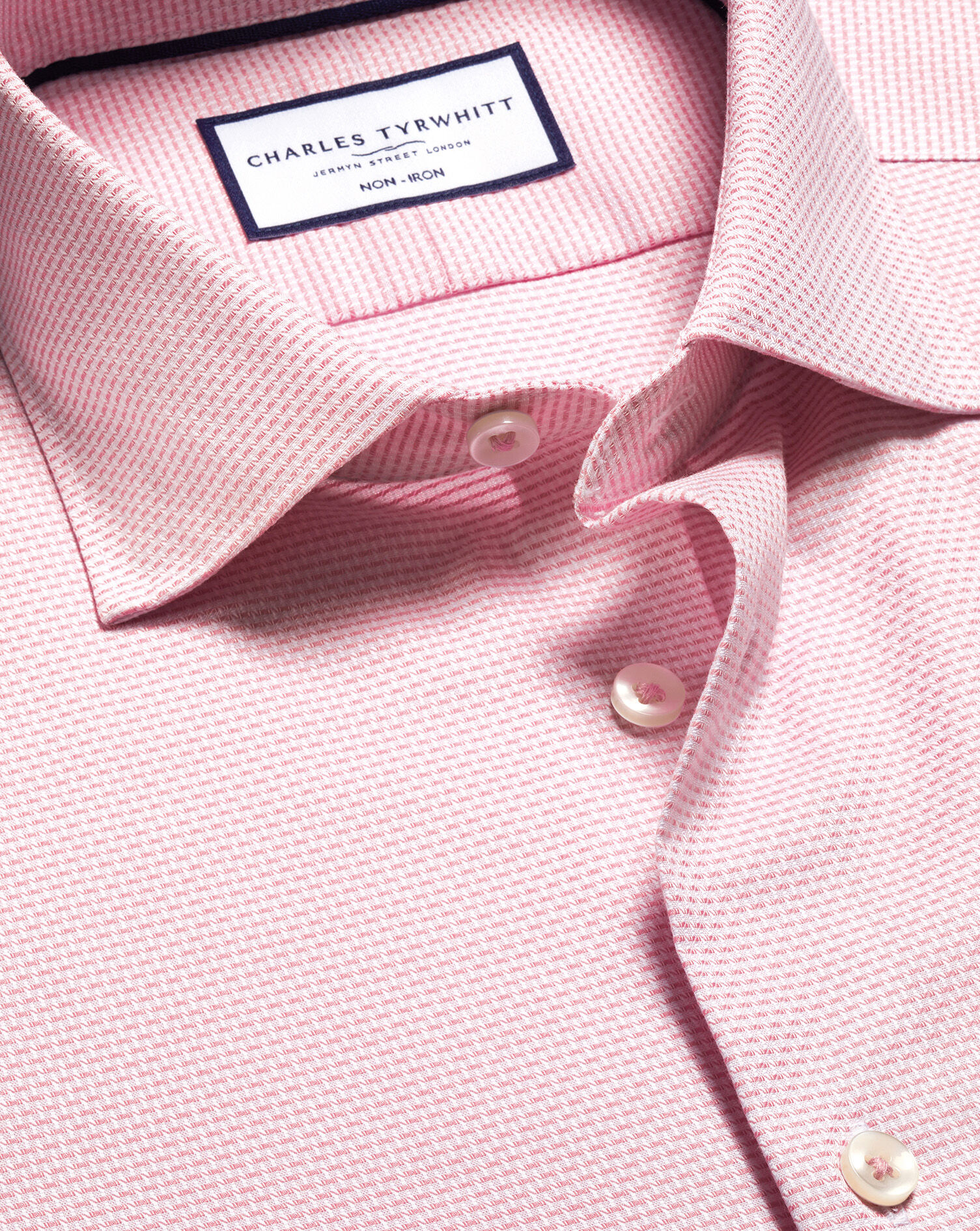 Non-Iron Stretch Texture Line Shirt - Pink