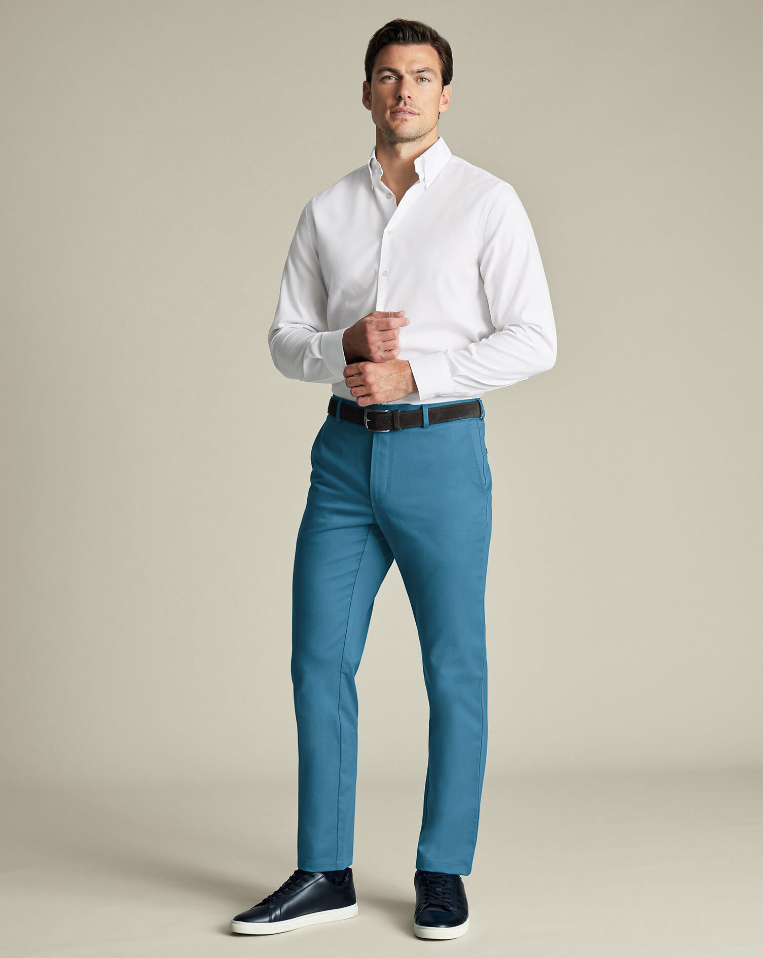 Ultimate Non-Iron Chinos - Petrol Blue