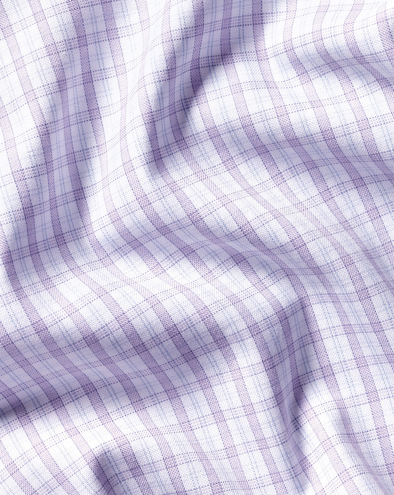 Button-Down Non-Iron Oxford Grid Check Shirt - Lilac Purple