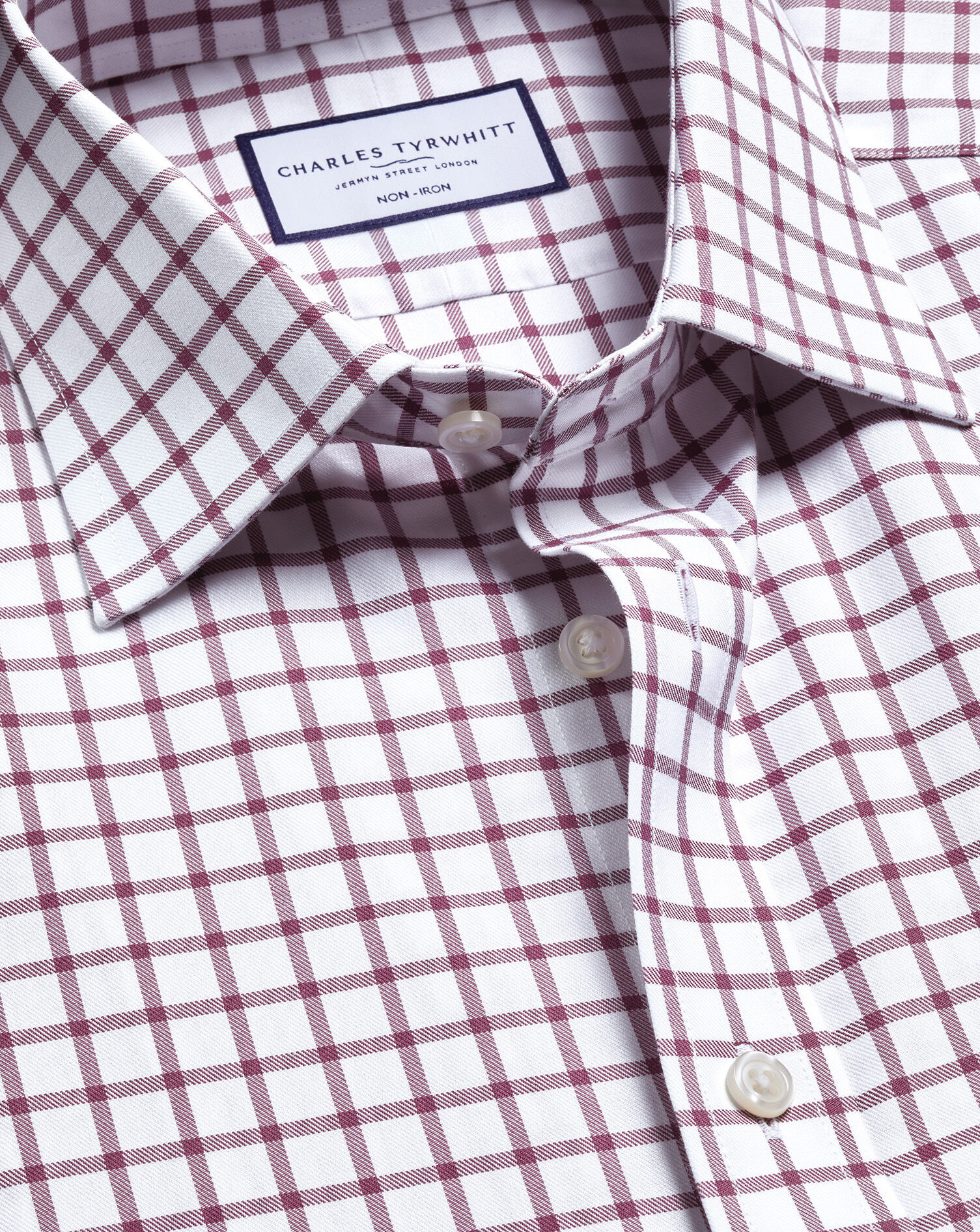 Non-Iron Twill Check Shirt - Dark Pink