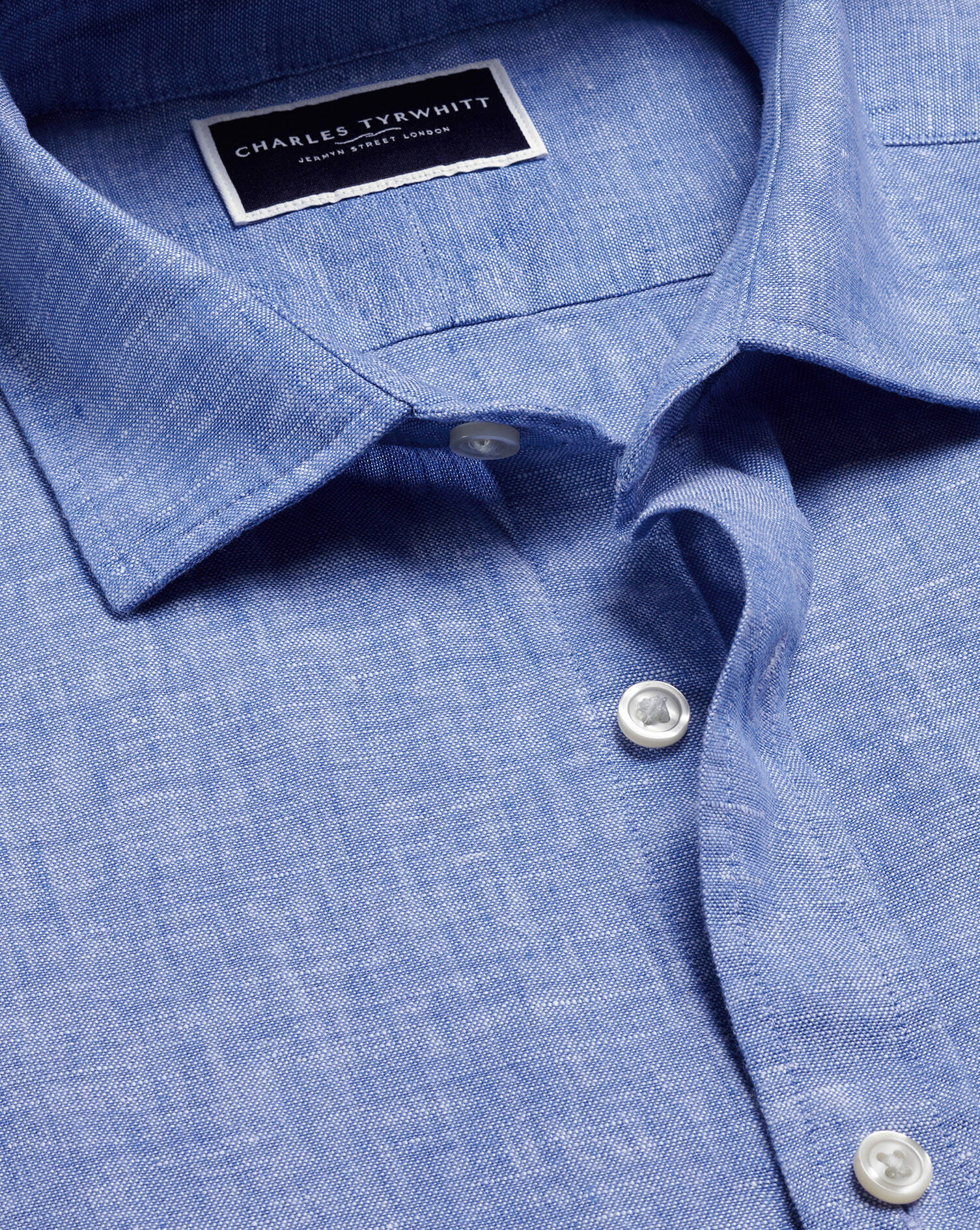 Pure Linen Short Sleeve Shirt - Cobalt Blue
