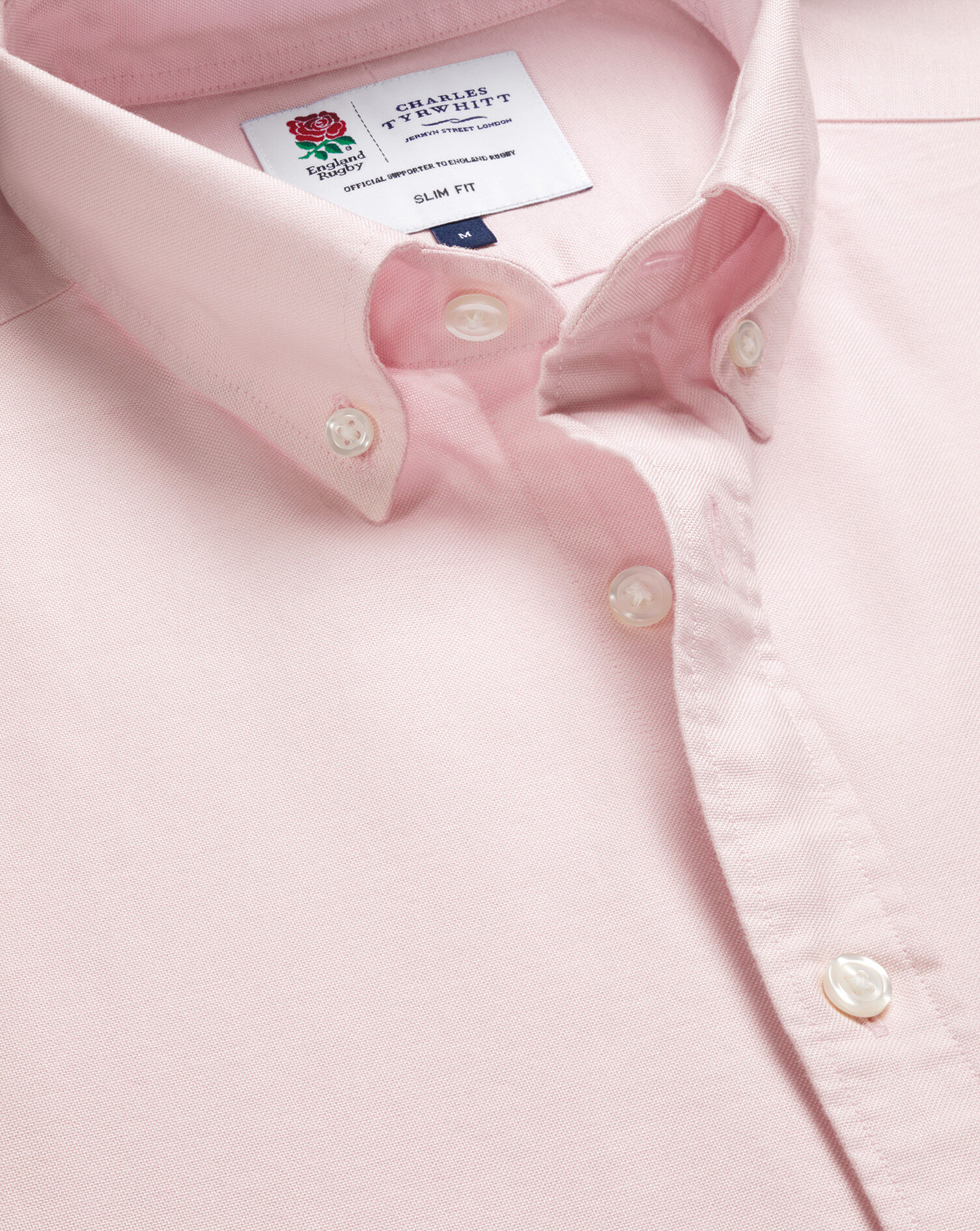 England Rugby Button-Down Washed Oxford Shirt - Pink