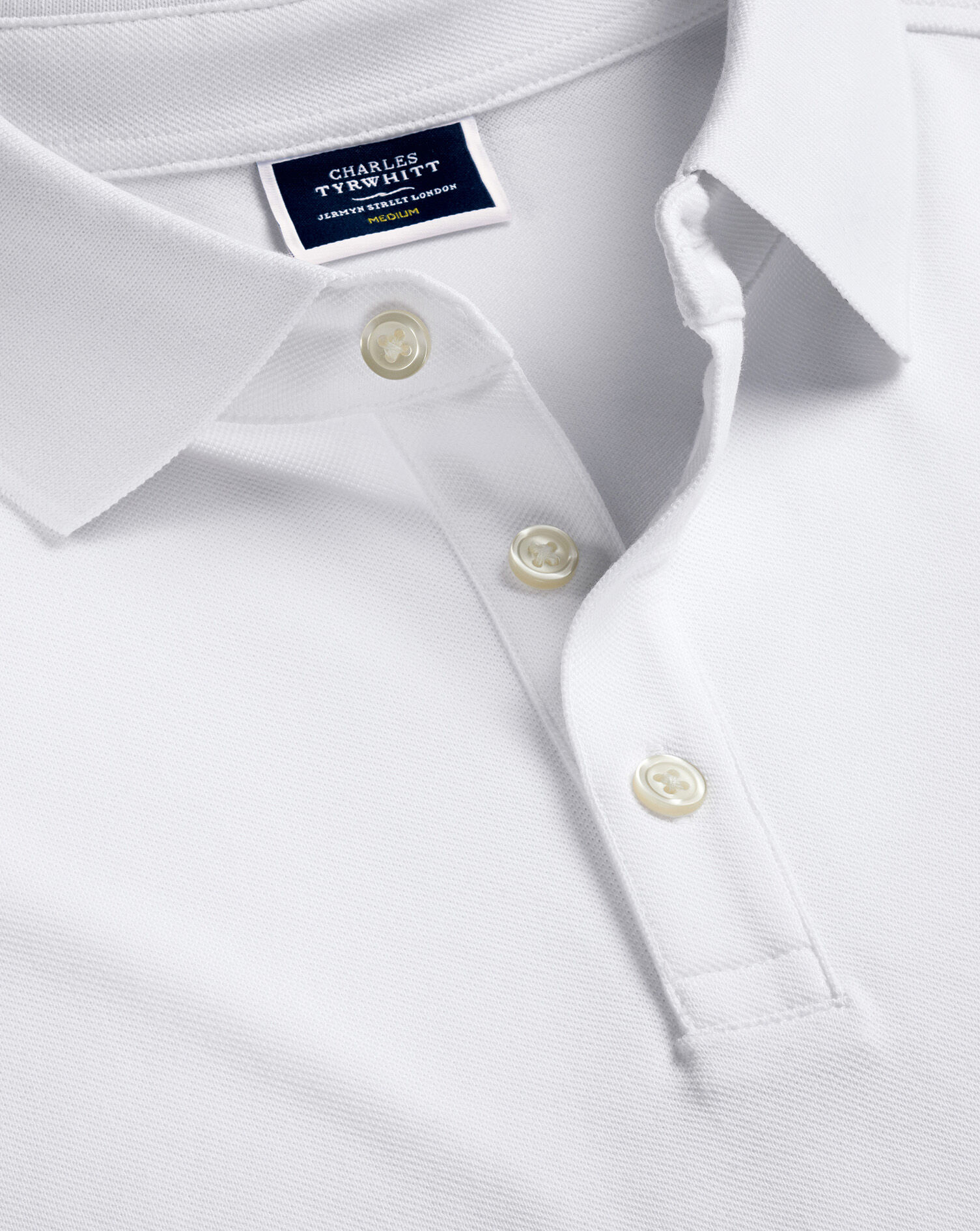 Long Sleeve Pique Polo - White