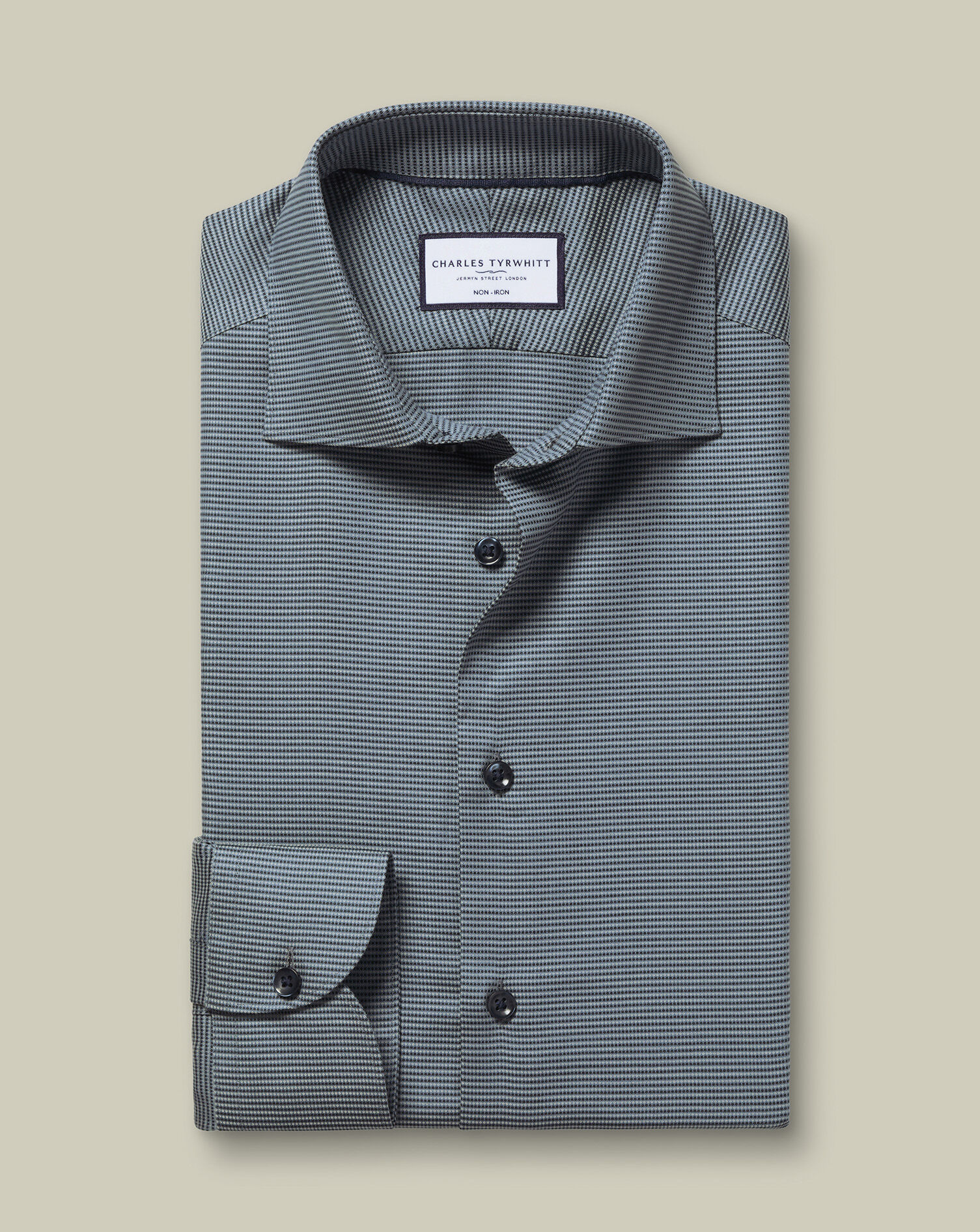 Non-Iron Stretch Texture Shirt - Charcoal Gray
