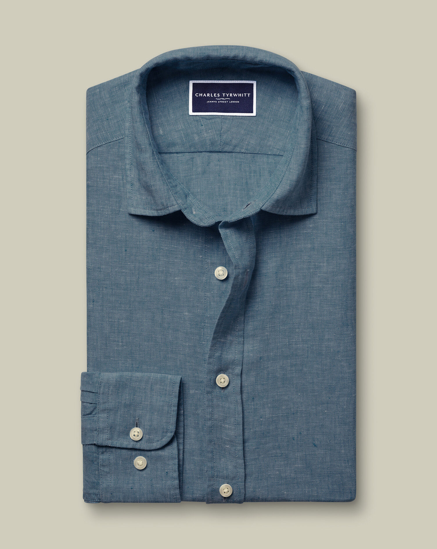 Pure Linen Shirt - Airforce Blue