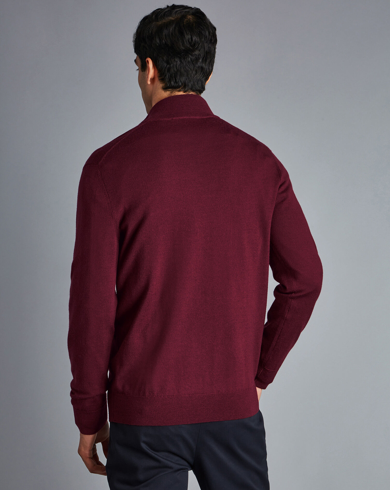 Merino Quarter Zip Sweater - Burgundy