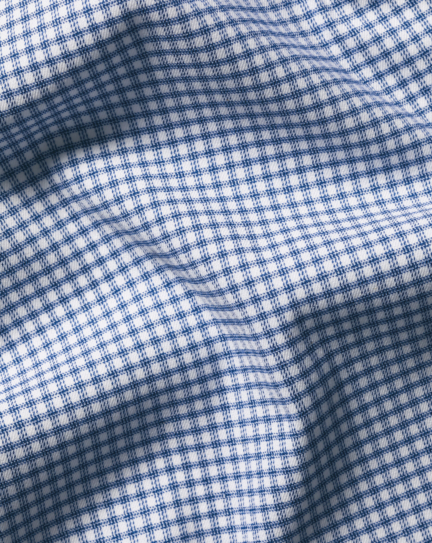 Non-Iron Performance Twill Check Shirt - Indigo Blue