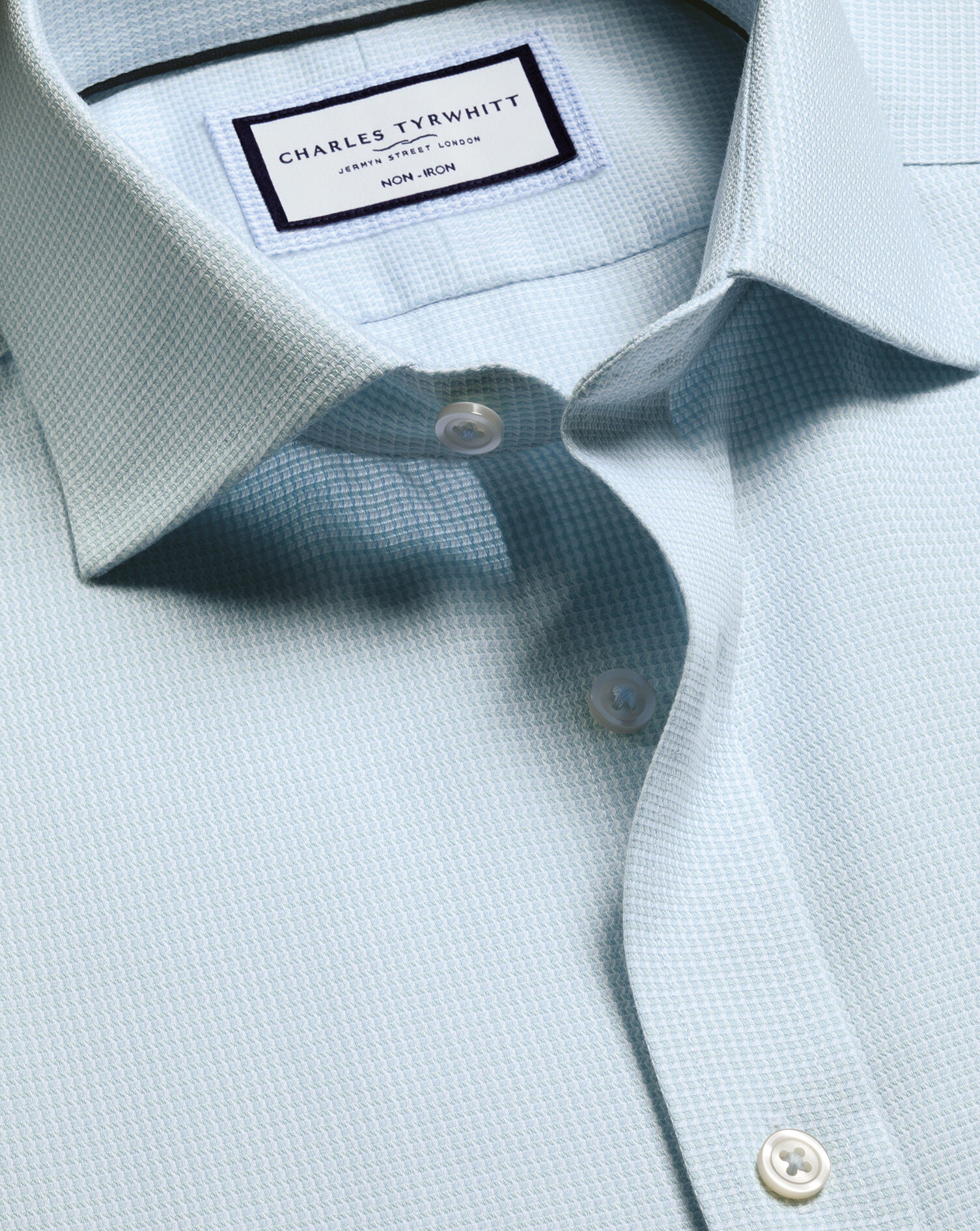Non-Iron Stretch Burlington Weave Shirt - Aqua Green