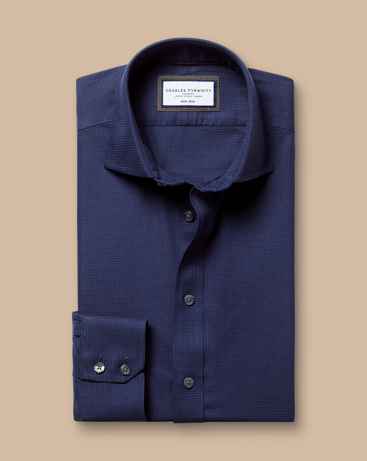 Spread Collar Non-Iron Stretch Kensington Weave Shirt - French Blue