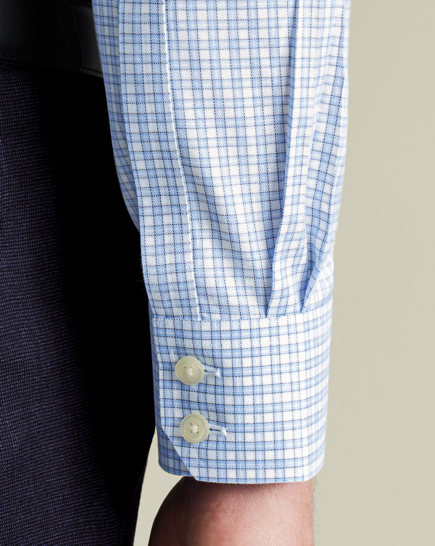 Non-Iron Twill Check Shirt - Cornflower Blue