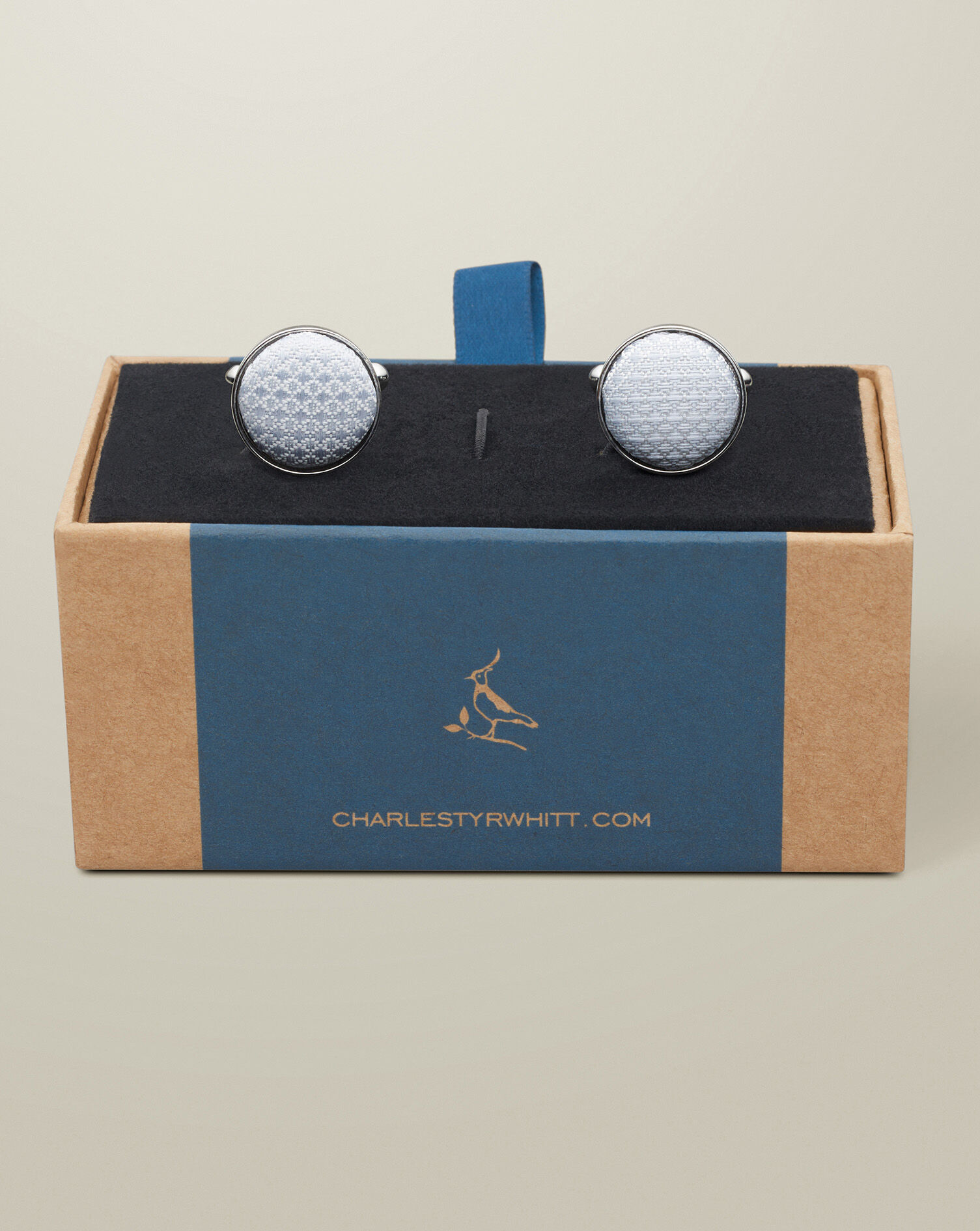 Round Silk Cufflinks - Ice Blue