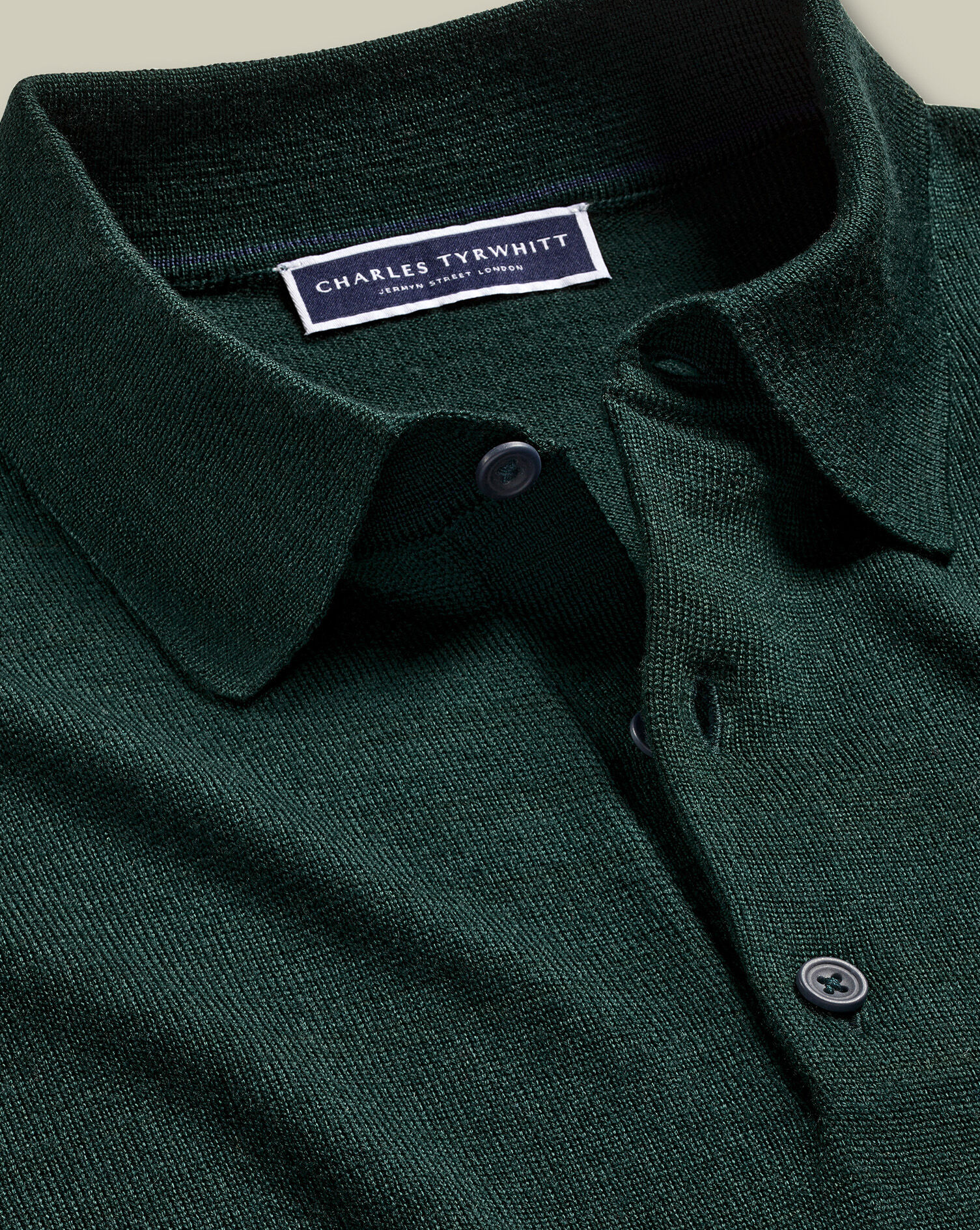 Pure Merino Knitted Polo - Forest Green