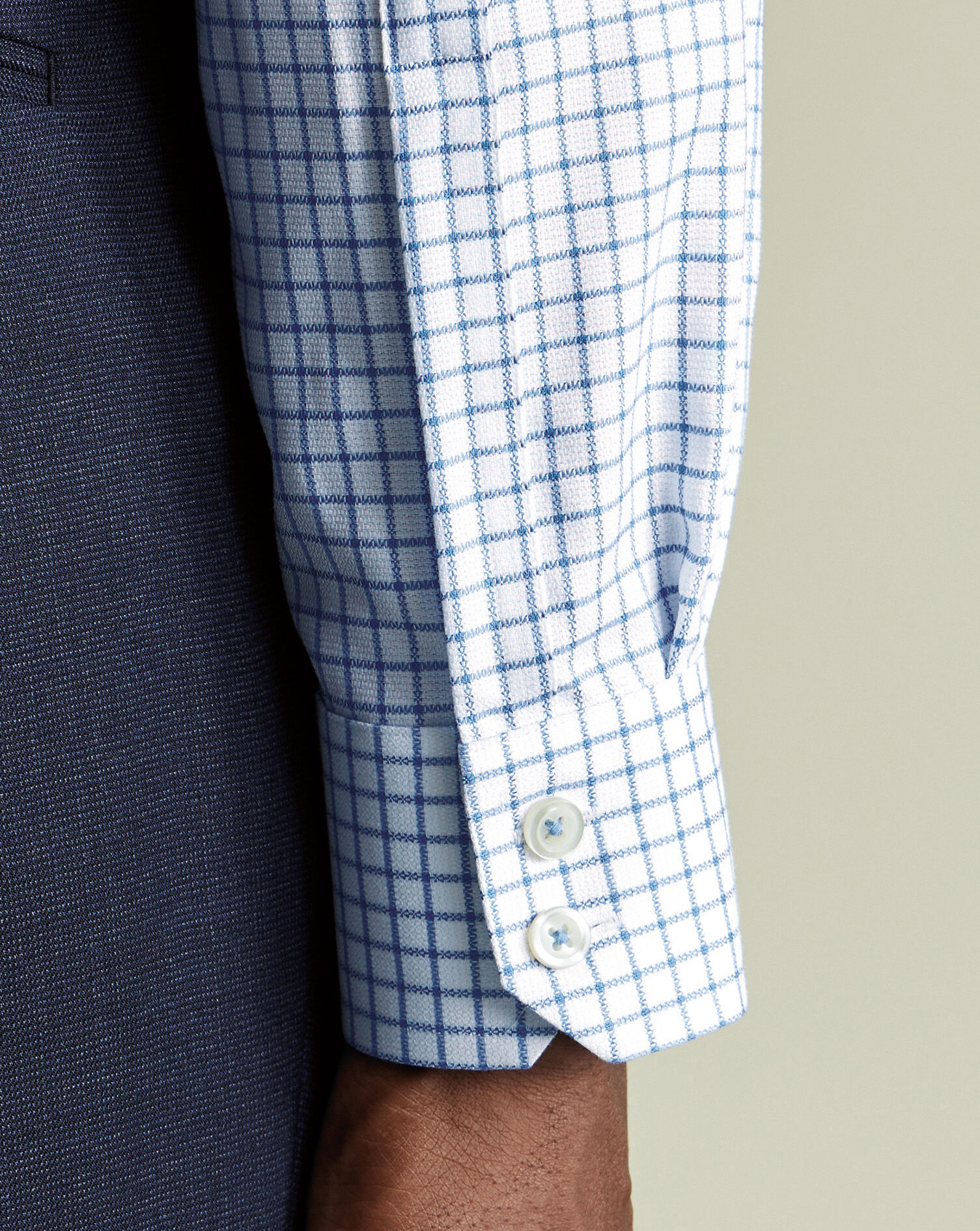 Non-Iron Westminster Weave Check Shirt - Ocean Blue