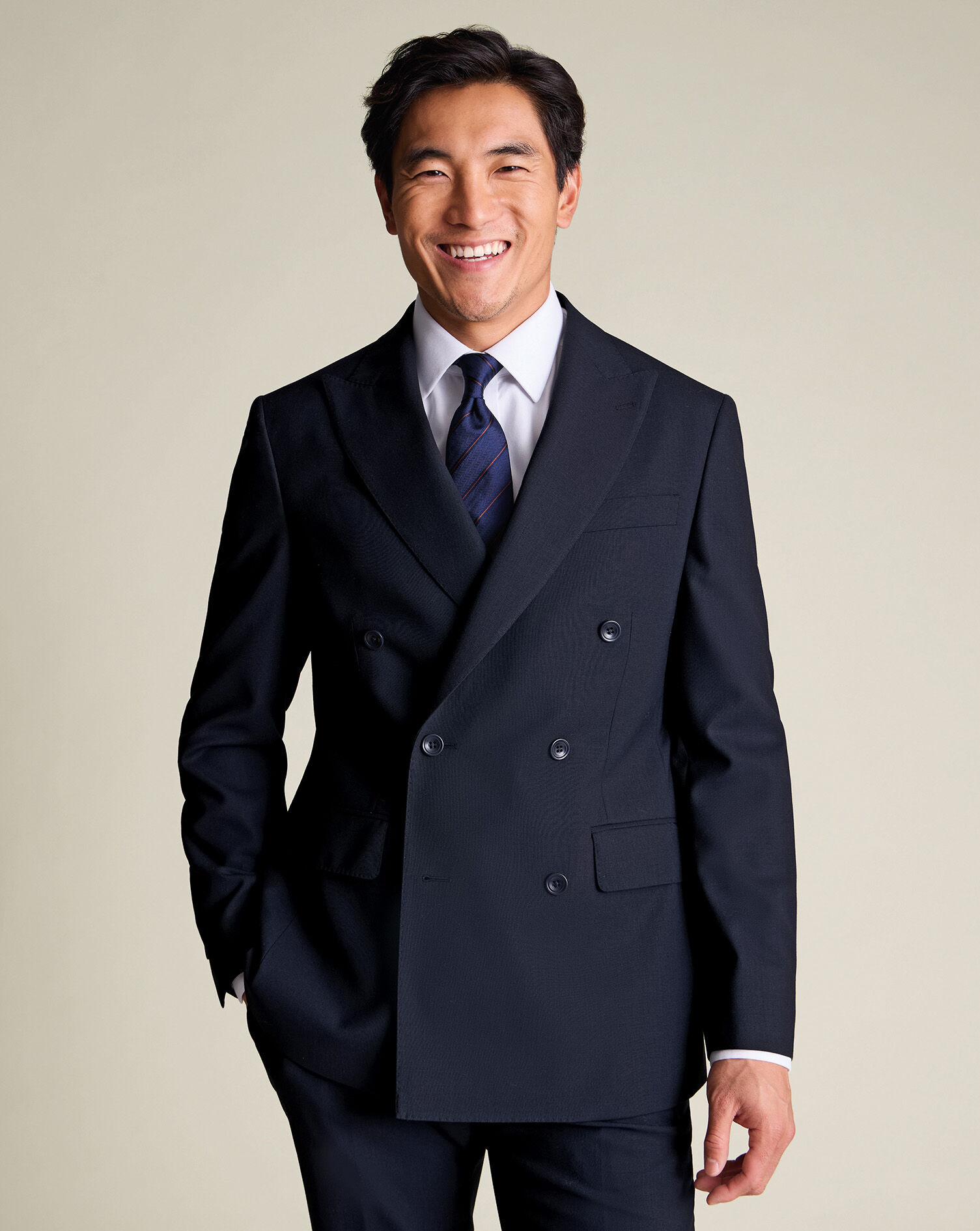 Double Breasted Ultimate Performance Suit Jacket - Dark Navy