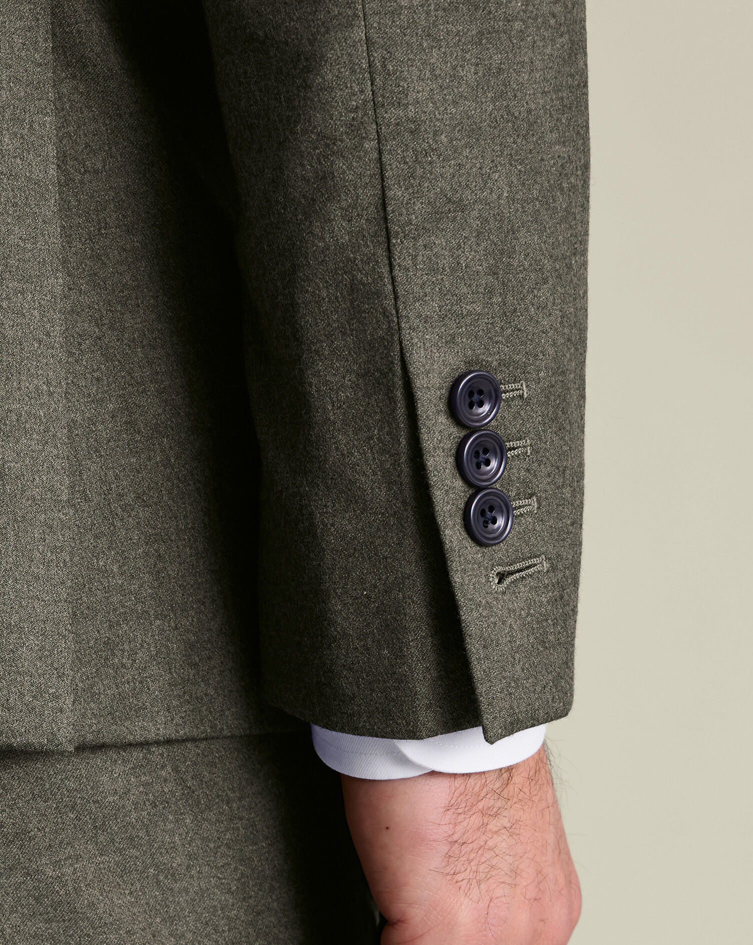 Italian Flannel Suit - Olive Green