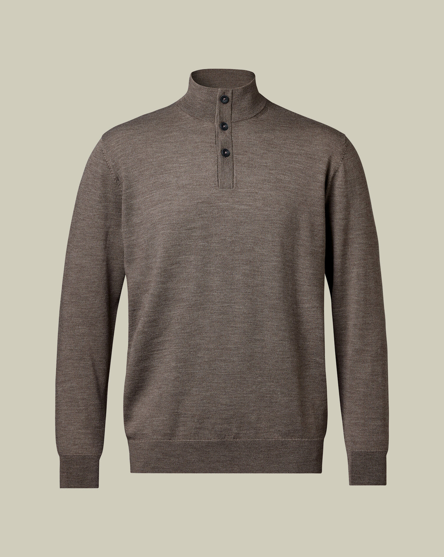 Merino Button Neck Sweater - Mocha