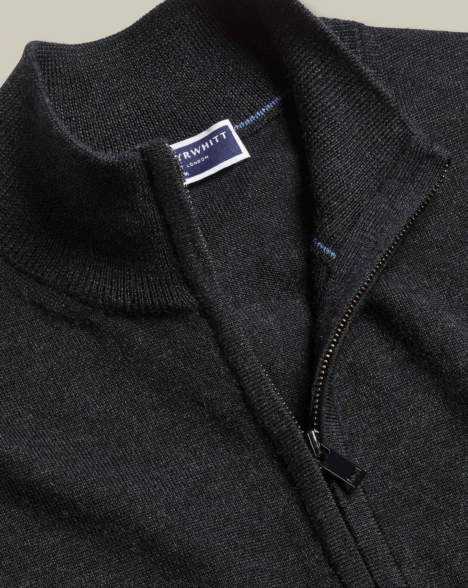 Pure Merino Full Zip-Through Cardigan - Charcoal Gray