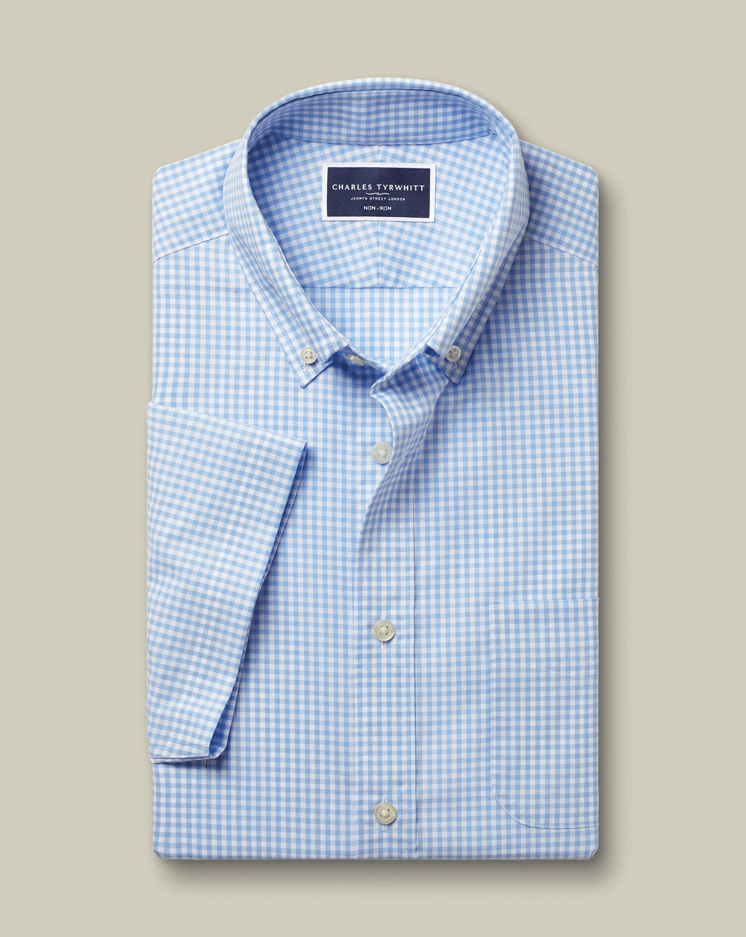 Non-Iron Stretch Poplin Short Sleeve Shirt - Sky Blue