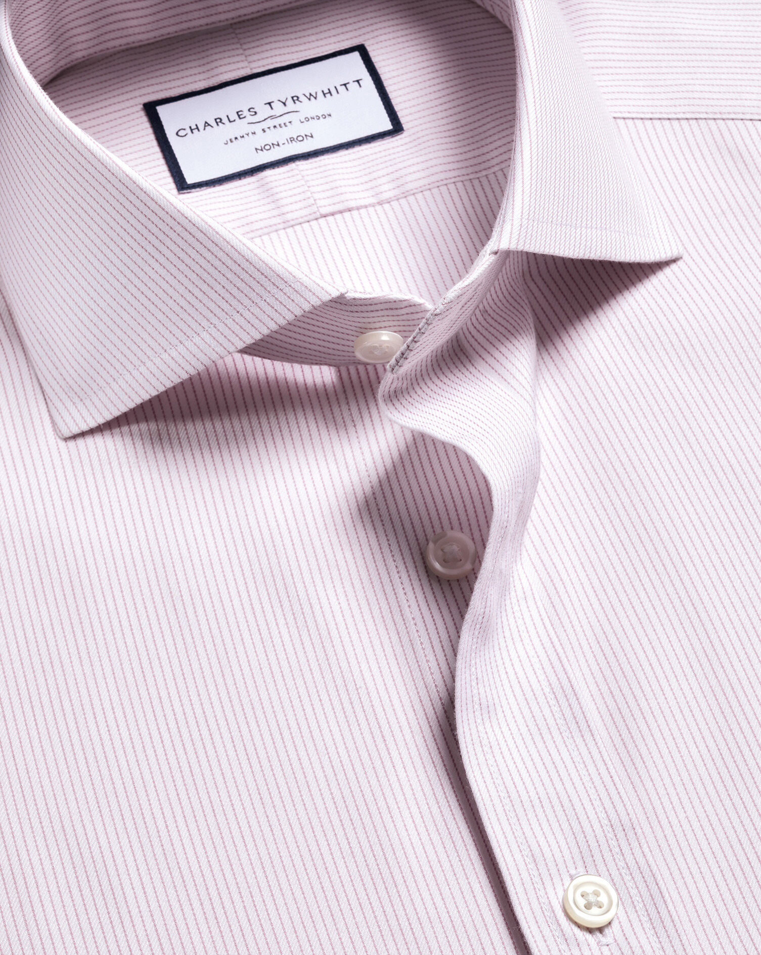 Non-Iron Twill Stripe Shirt - Pink