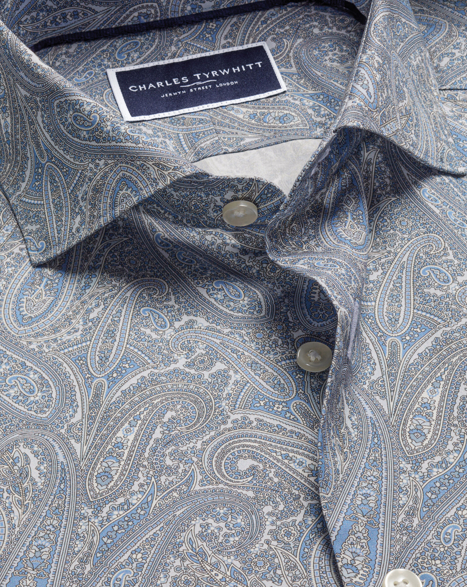 Made with Liberty Fabric Paisley Shirt - Mid Blue