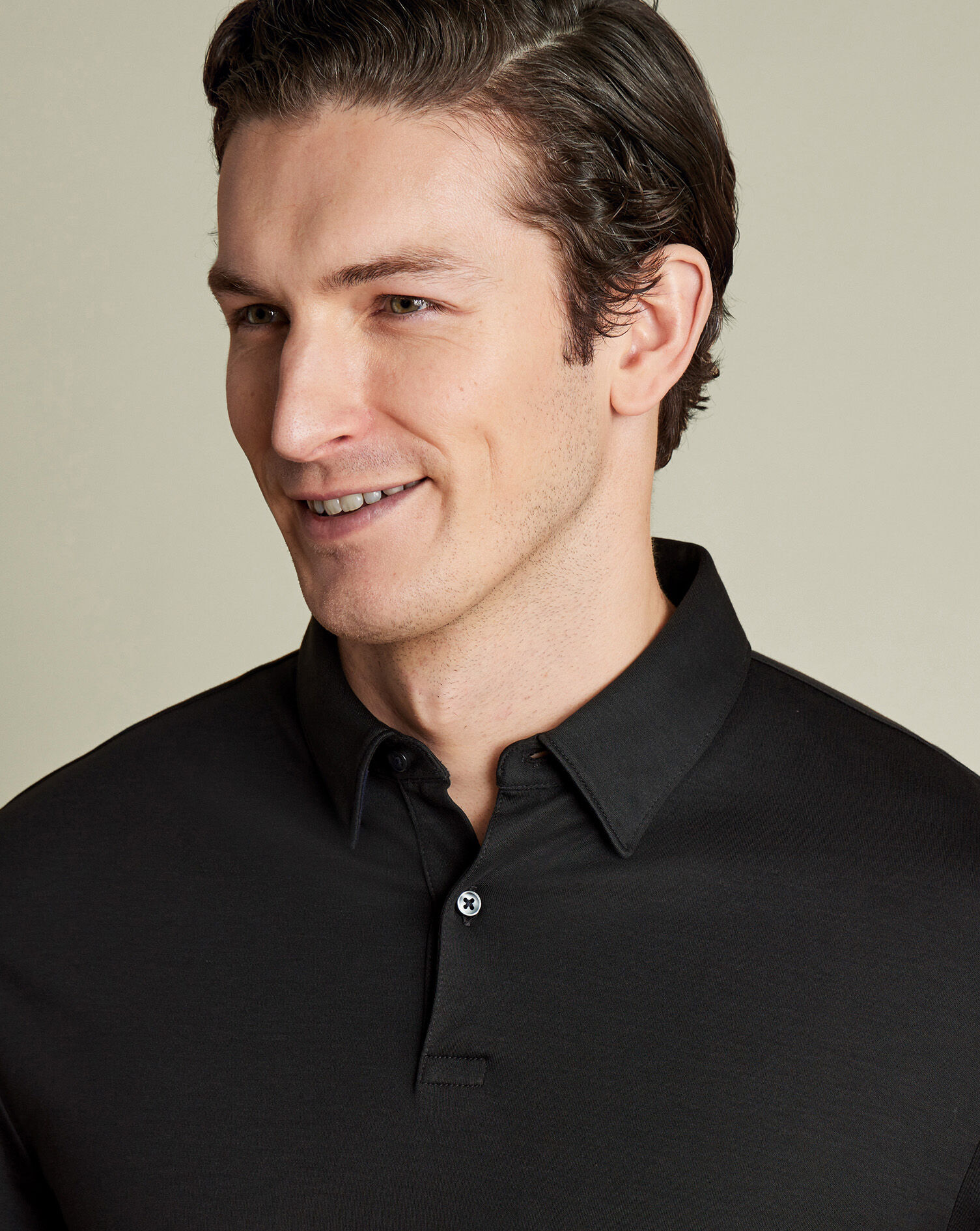 Long Sleeve Smart Jersey Polo - Black