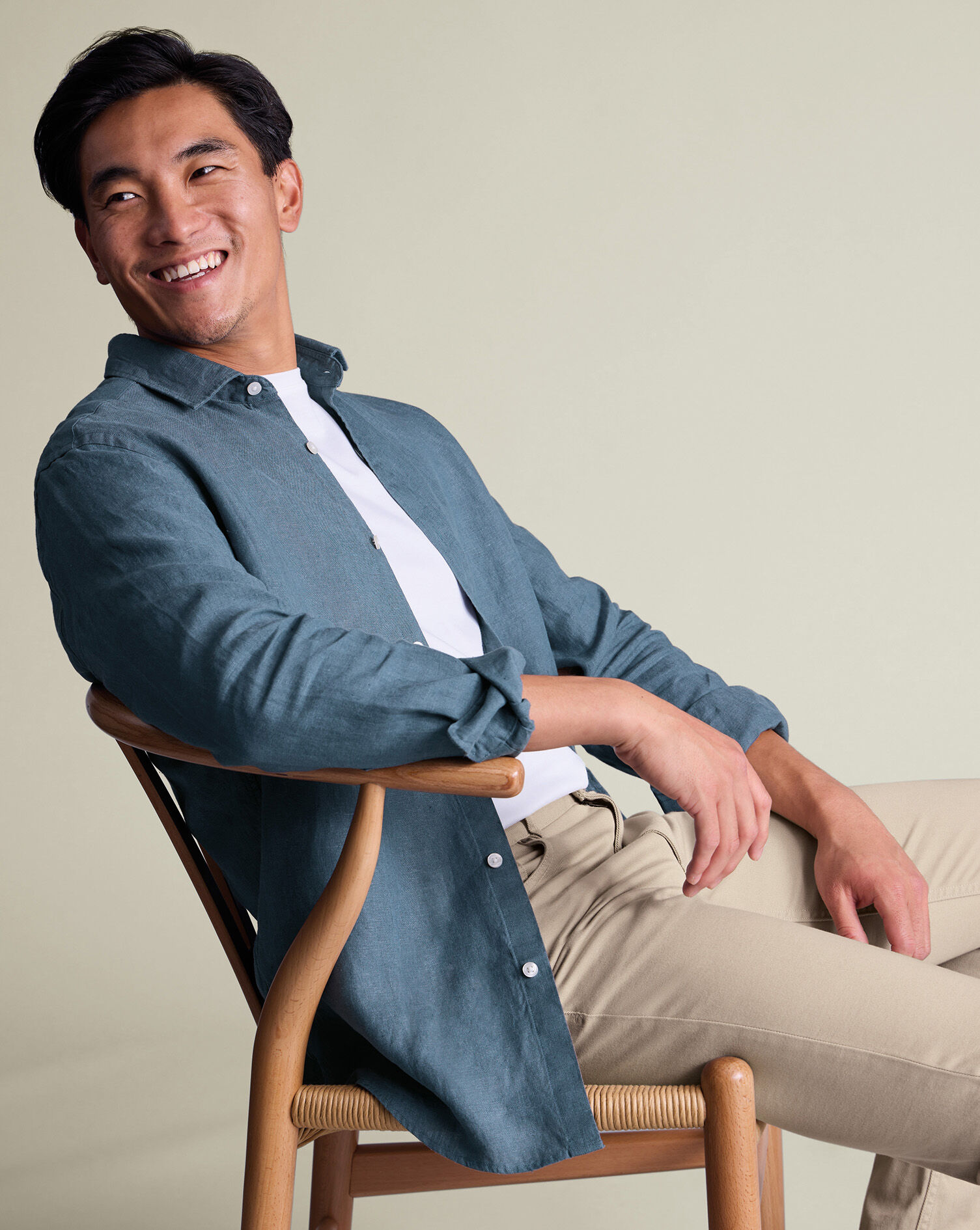 Pure Linen Shirt - Airforce Blue