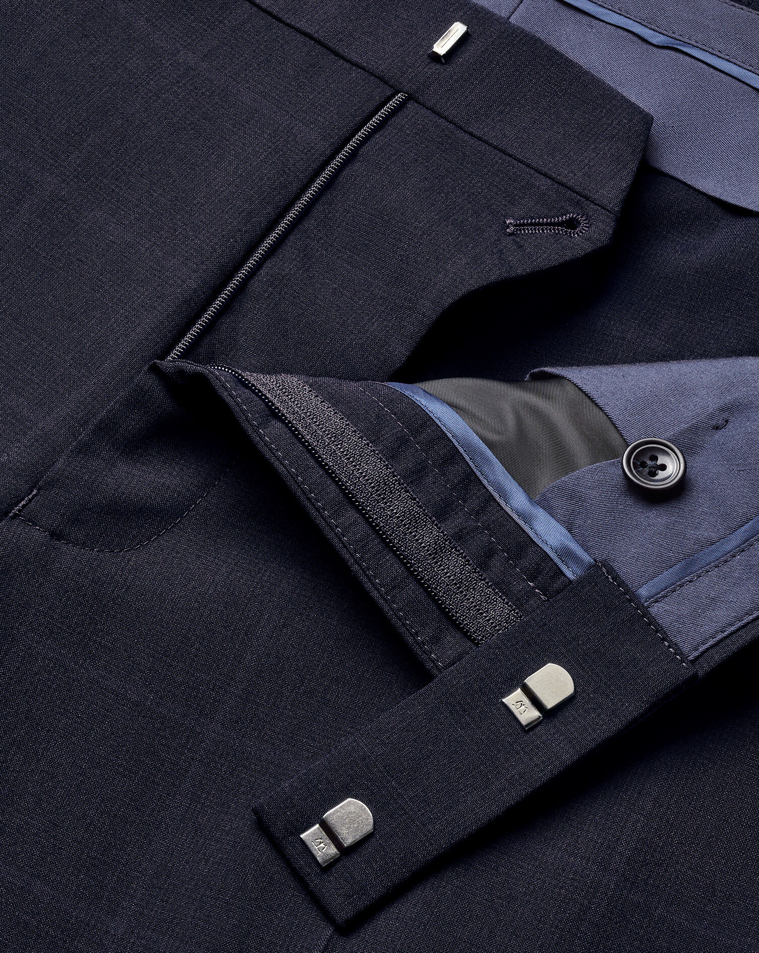 Windowpane Check Suit Pants - Navy