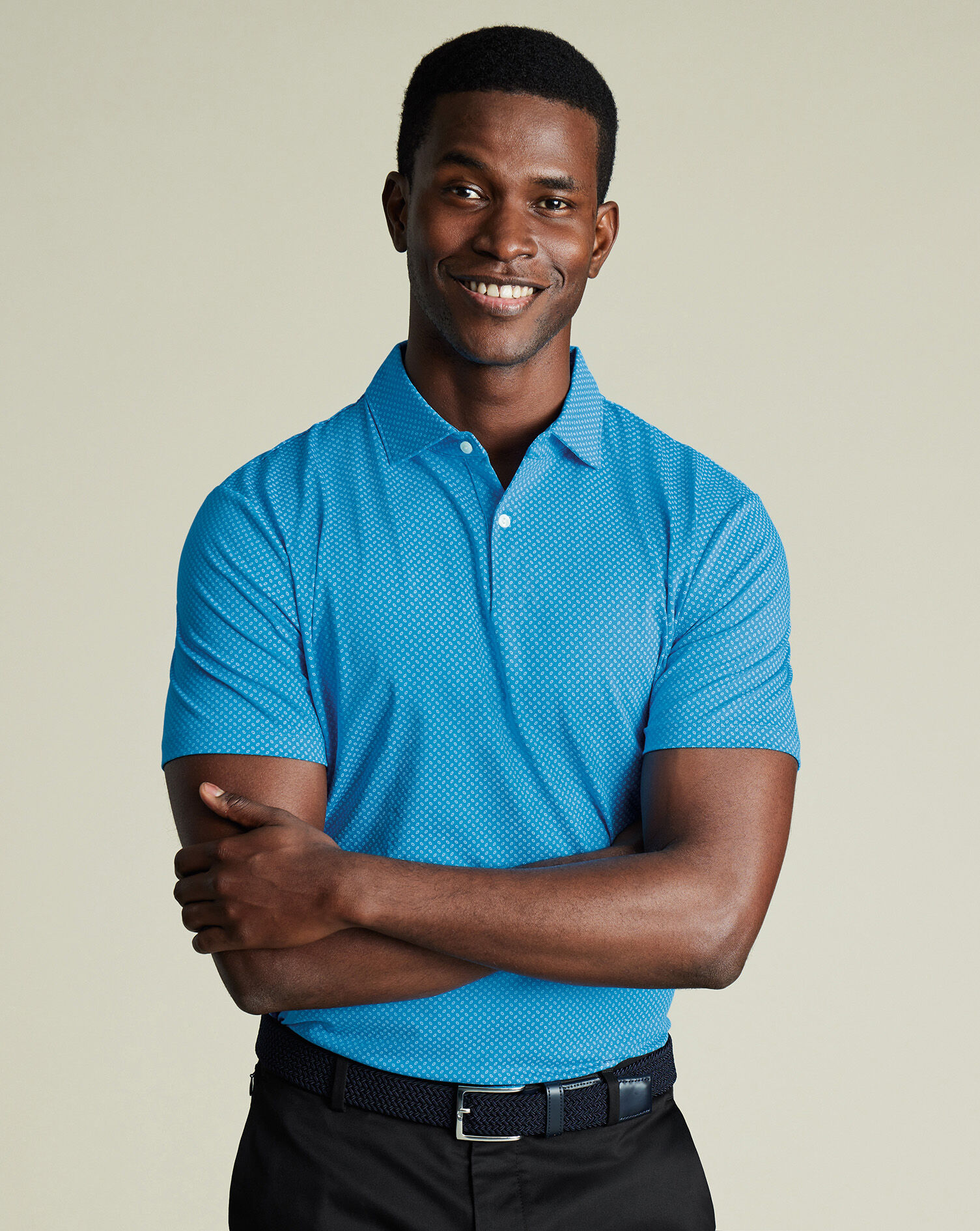 Performance Geo Print Polo - Turquoise