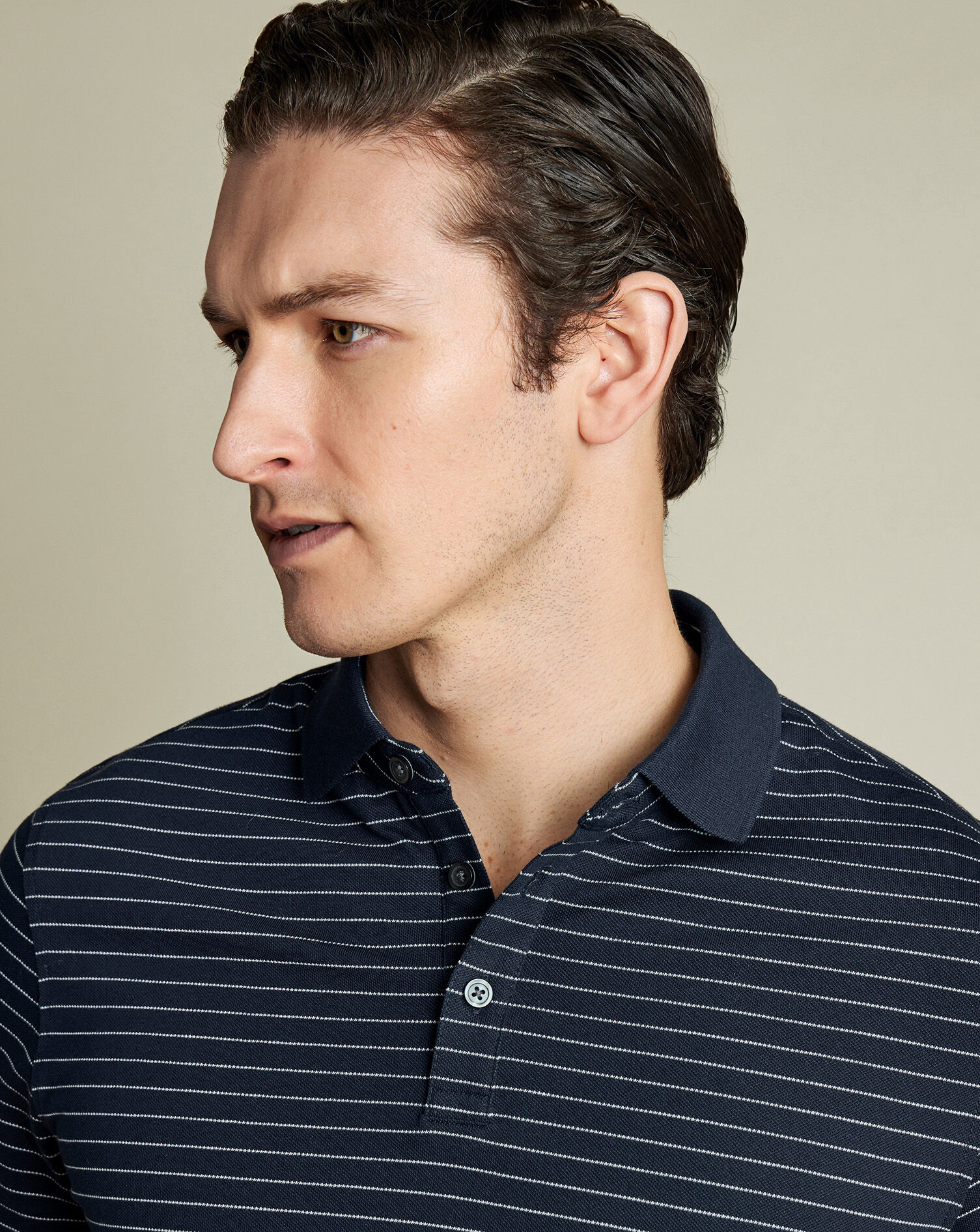 Pique Polo - Navy & White