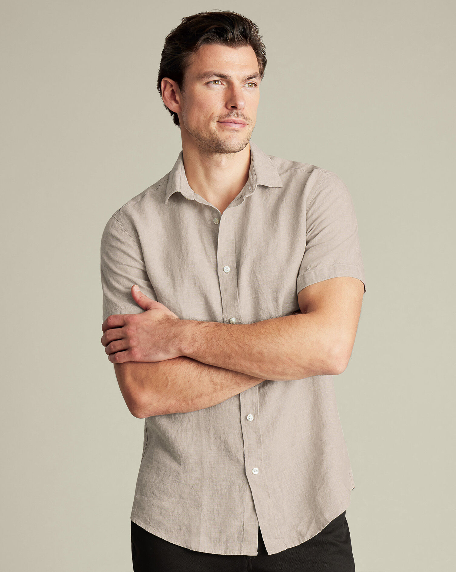 Pure Linen Short Sleeve Shirt - Oatmeal