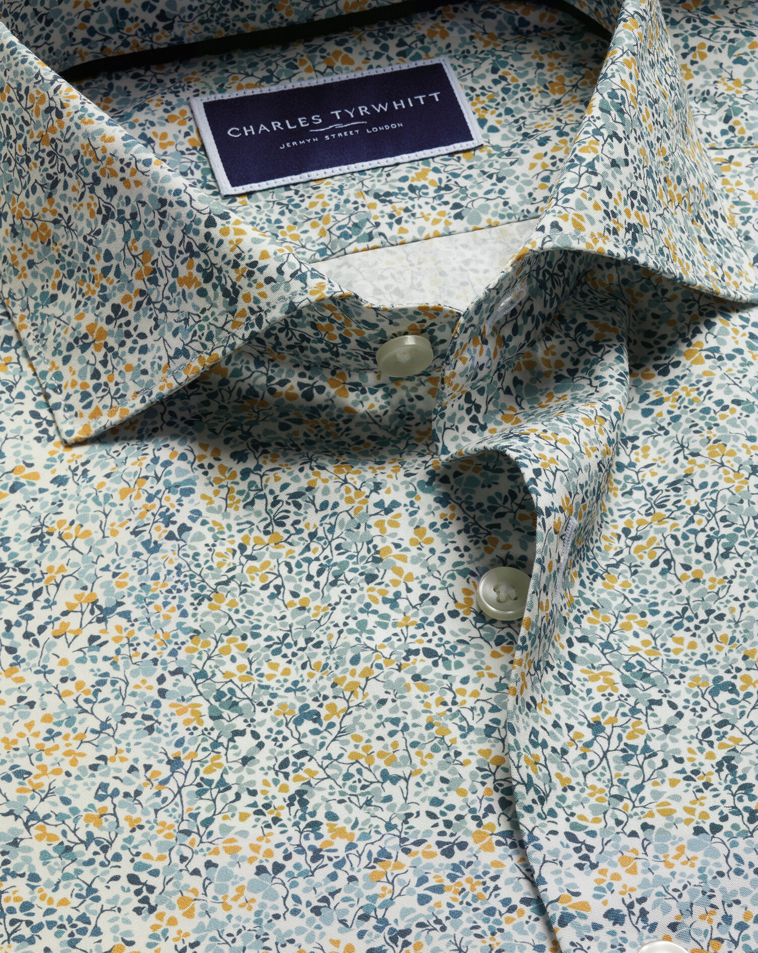 Made with Liberty Fabric Floral Shirt - Teal Green