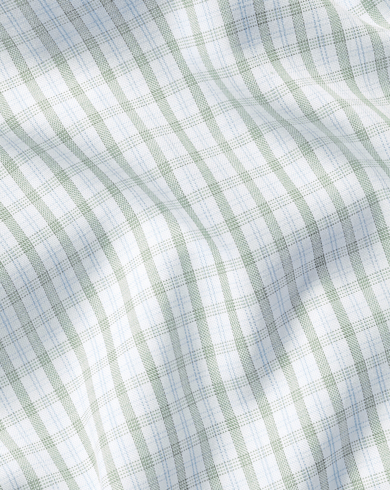 Button-Down Collar Non-Iron Grid Check Oxford Shirt - Sage Green