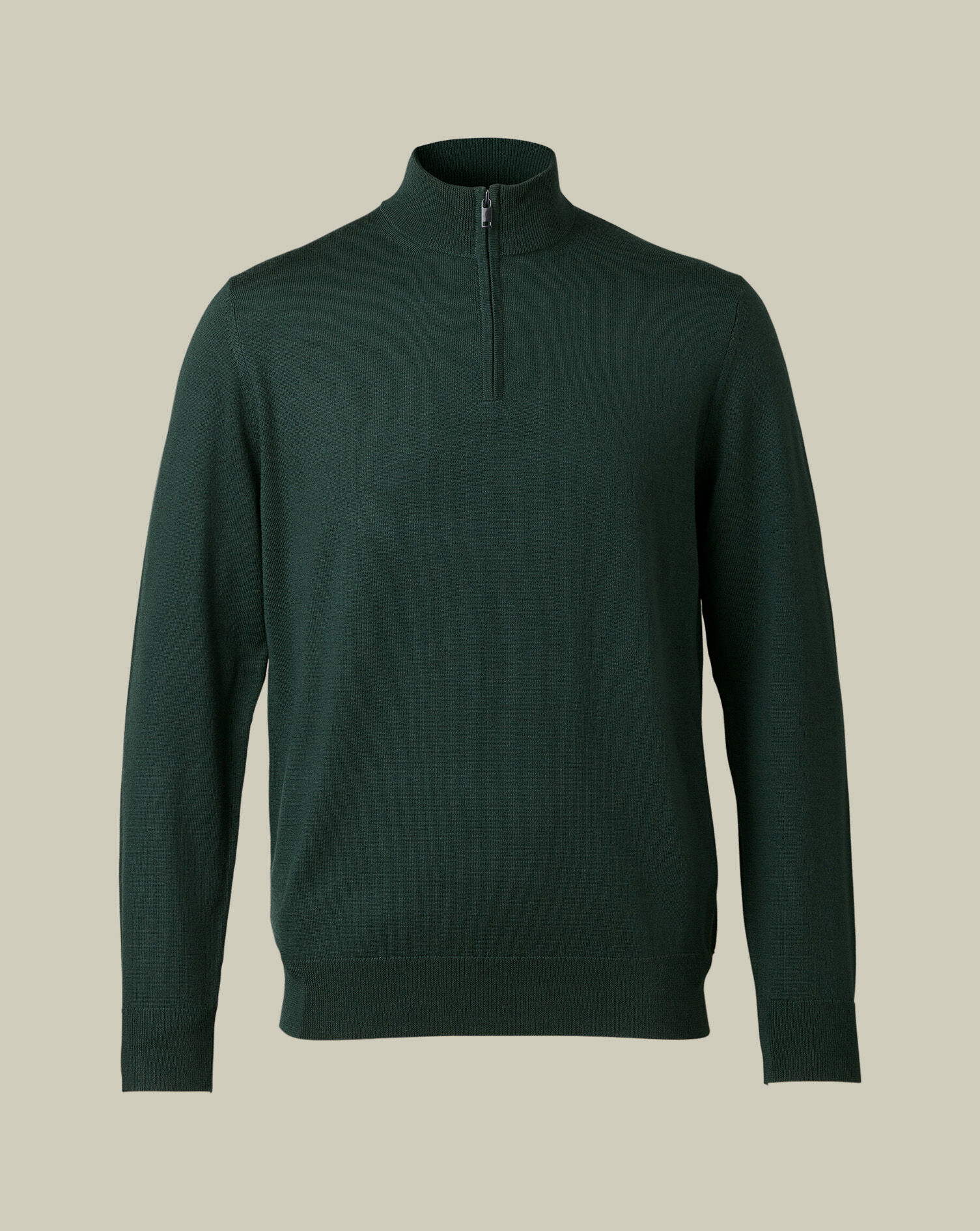 Merino Quarter Zip Sweater - Forest Green