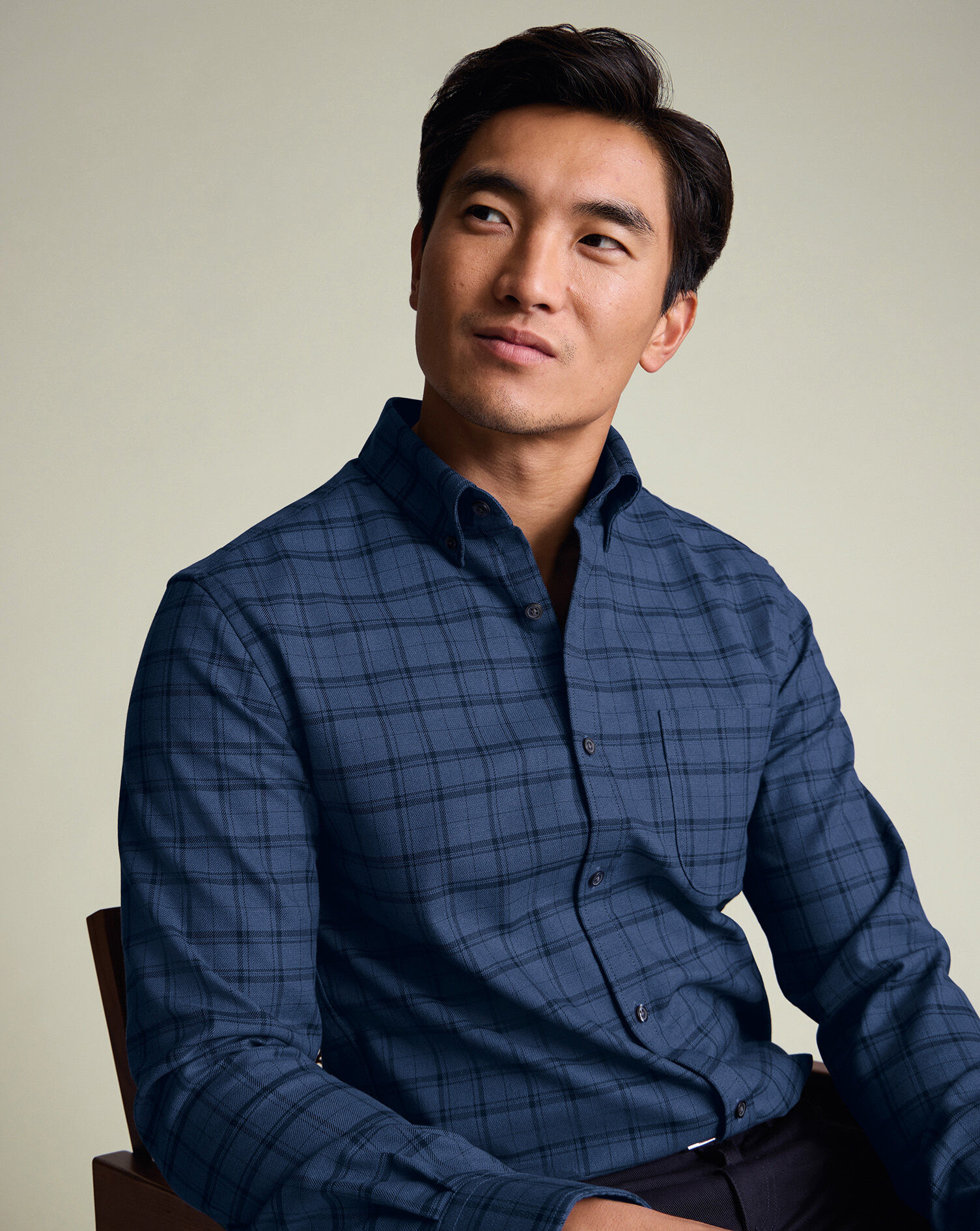 Twill Check Shirt - Denim Blue & Navy