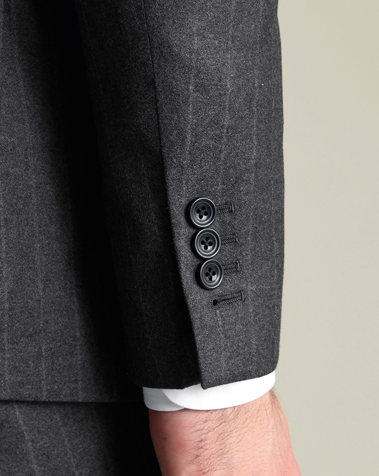 Italian Stripe Flannel Suit - Charcoal Gray