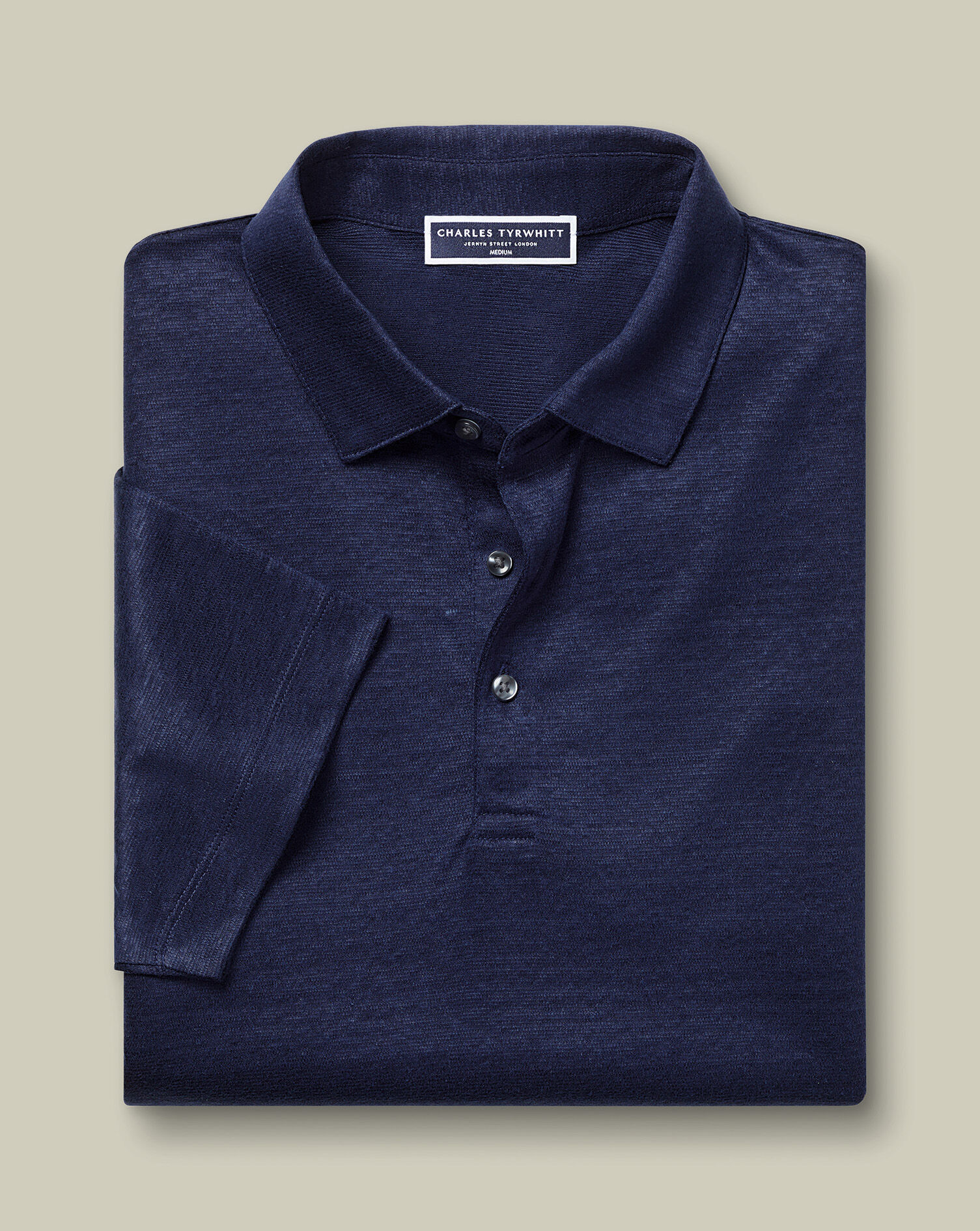 Pure Linen Polo - Navy