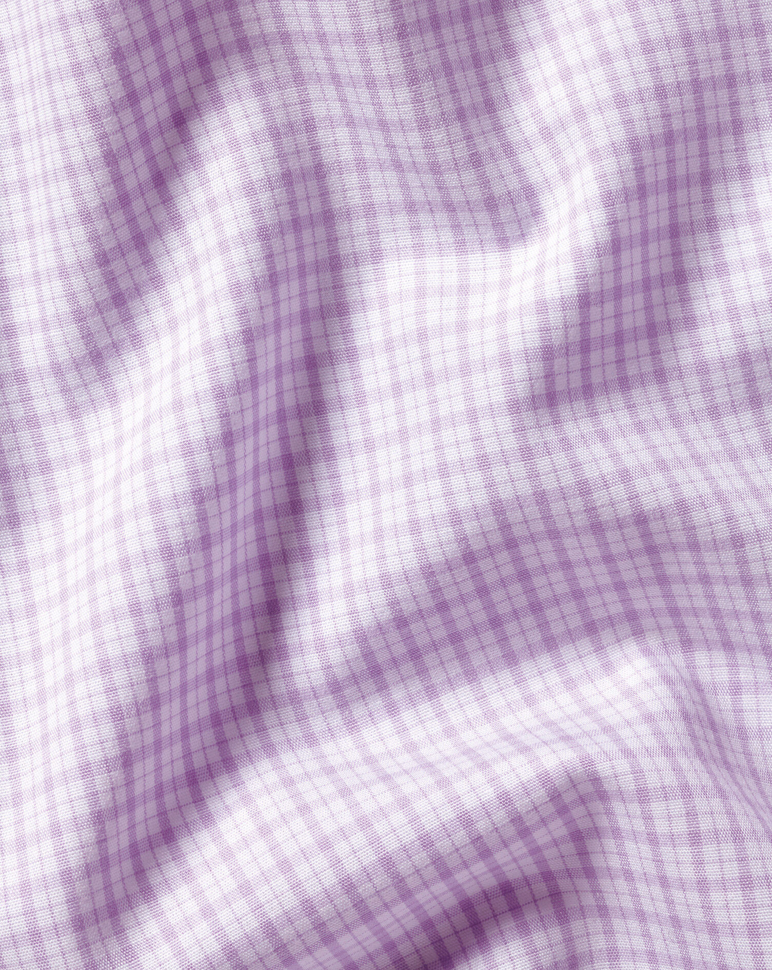 Spread Collar Non-Iron Poplin Grid Check Shirt - Lilac Purple