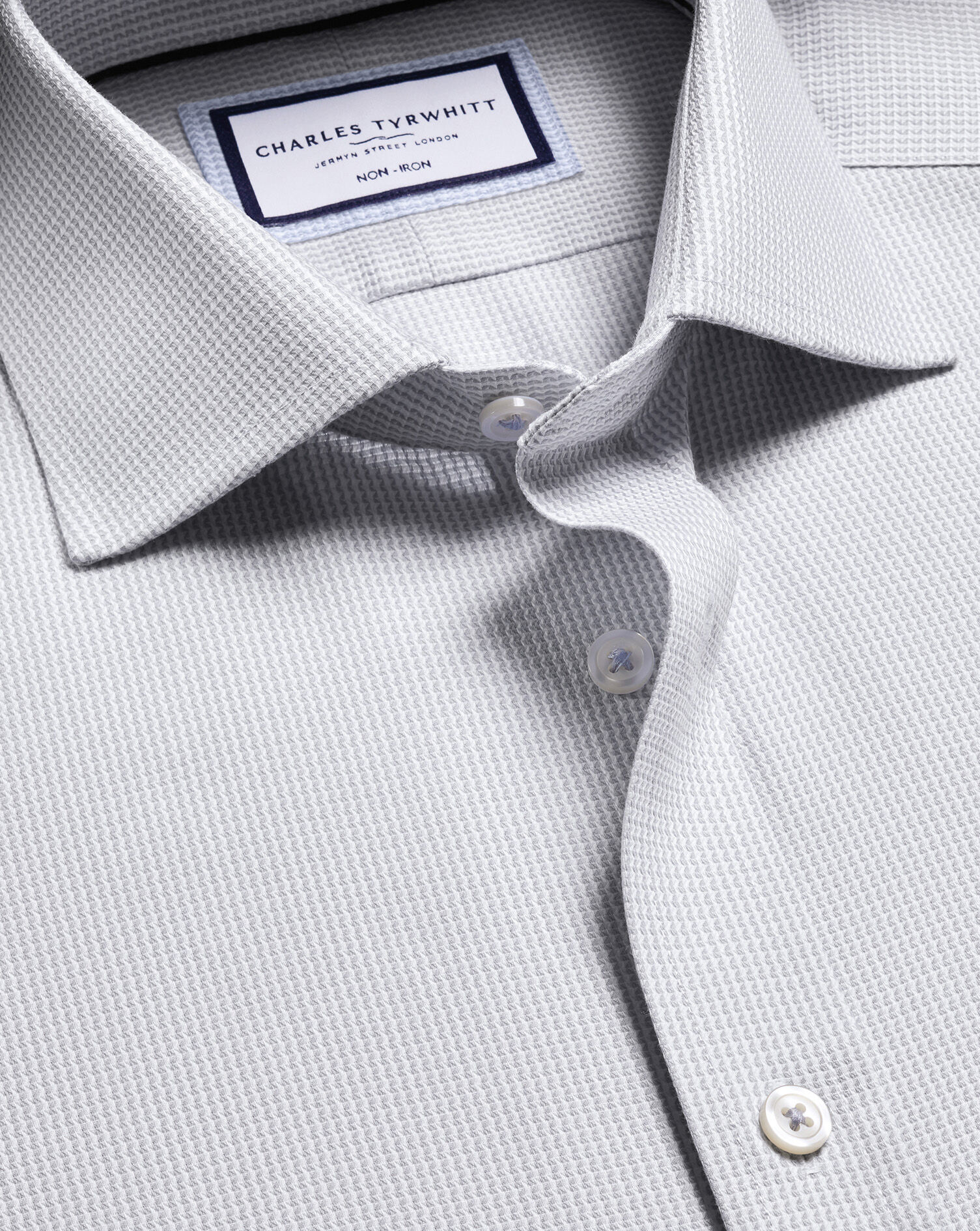 Non-Iron Stretch Burlington Weave Shirt - Silver Gray