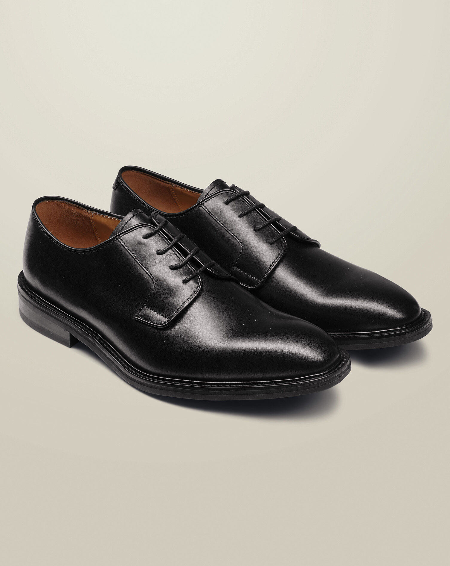 Leather Derby Rubber Sole Shoe - Black