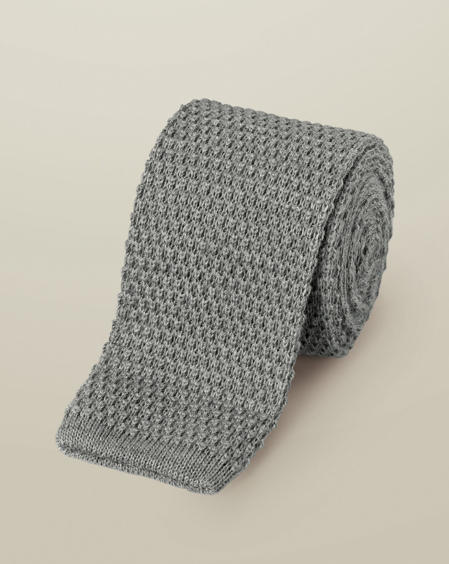 Knitted Wool Slim Tie - Gray