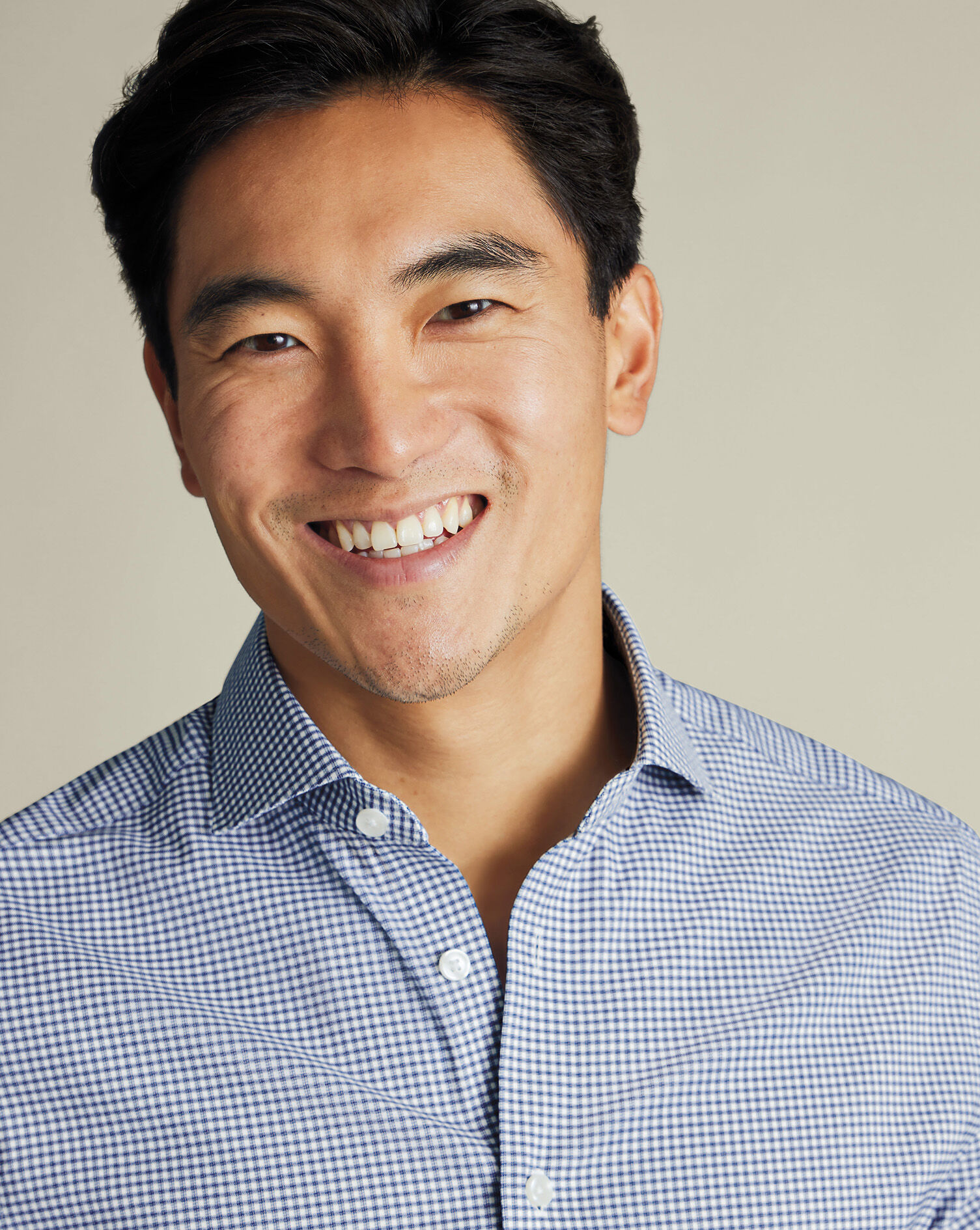 Non-Iron Performance Twill Check Shirt - Indigo Blue