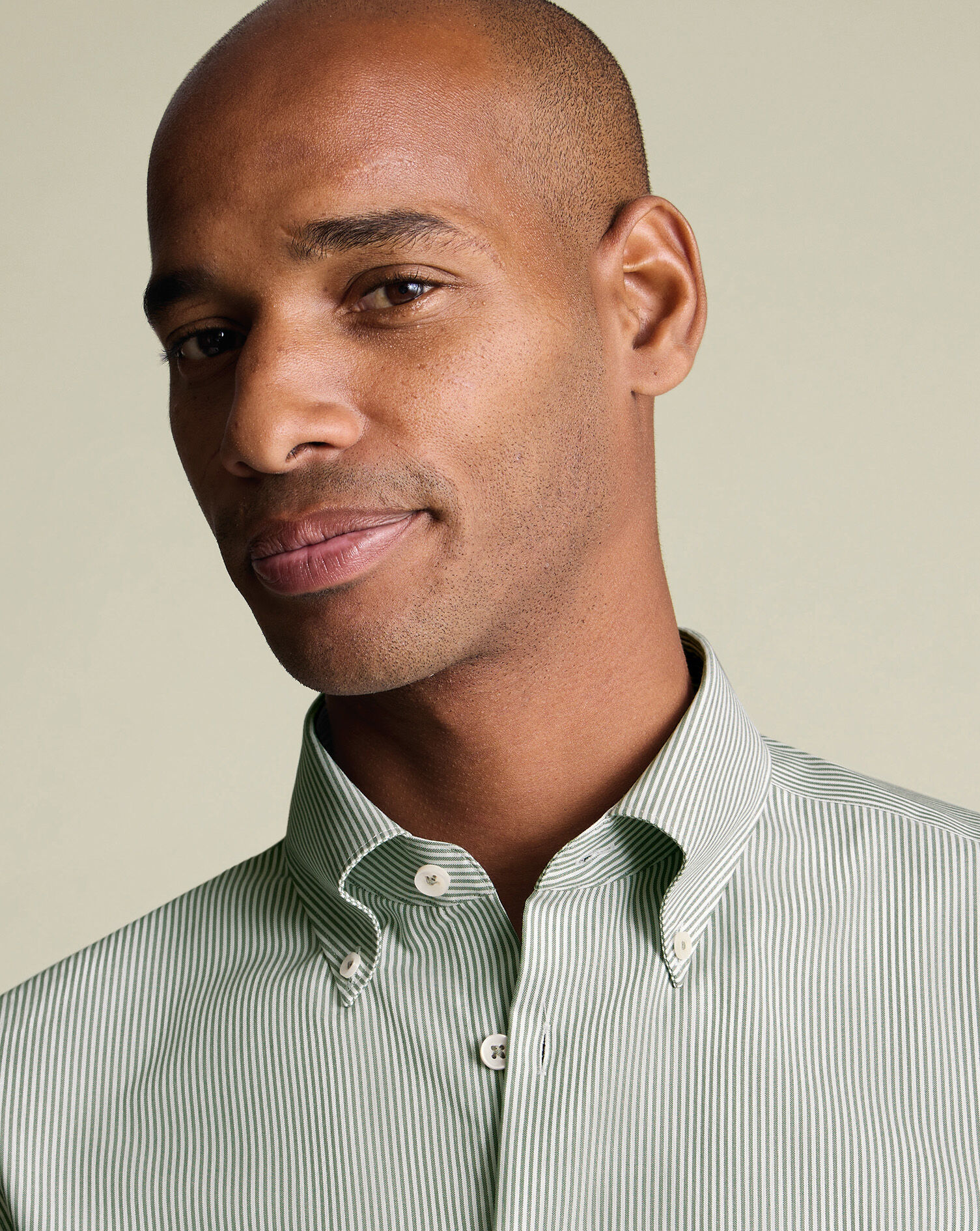 Button-Down Non-Iron Oxford Stripe Shirt - Olive