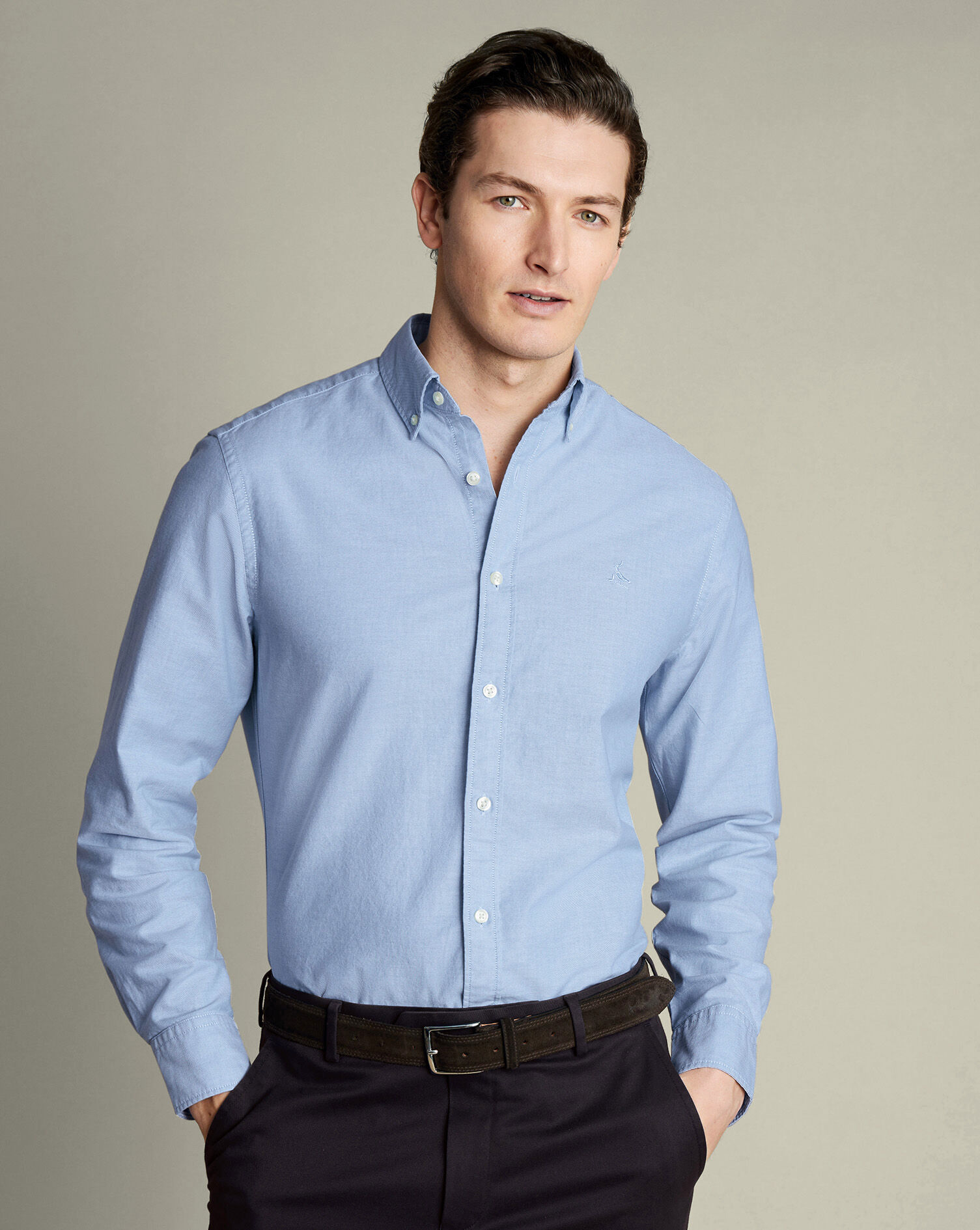 Stretch Washed Oxford Shirt - Sky Blue