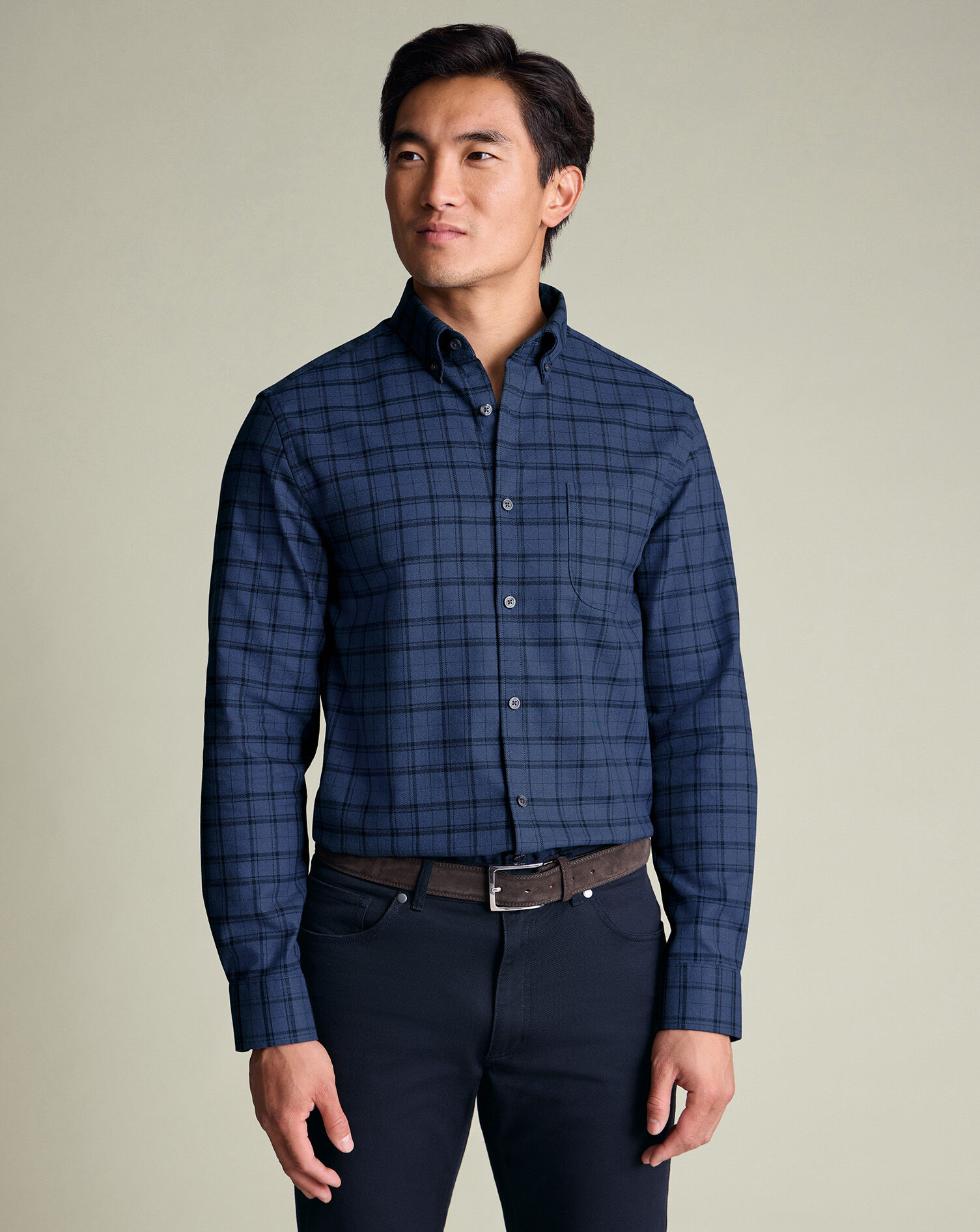 Twill Check Shirt - Denim Blue & Navy