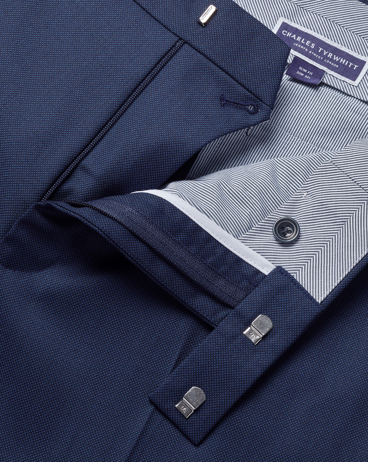 Italian Luxury Birdseye Suit Pants - Royal Blue
