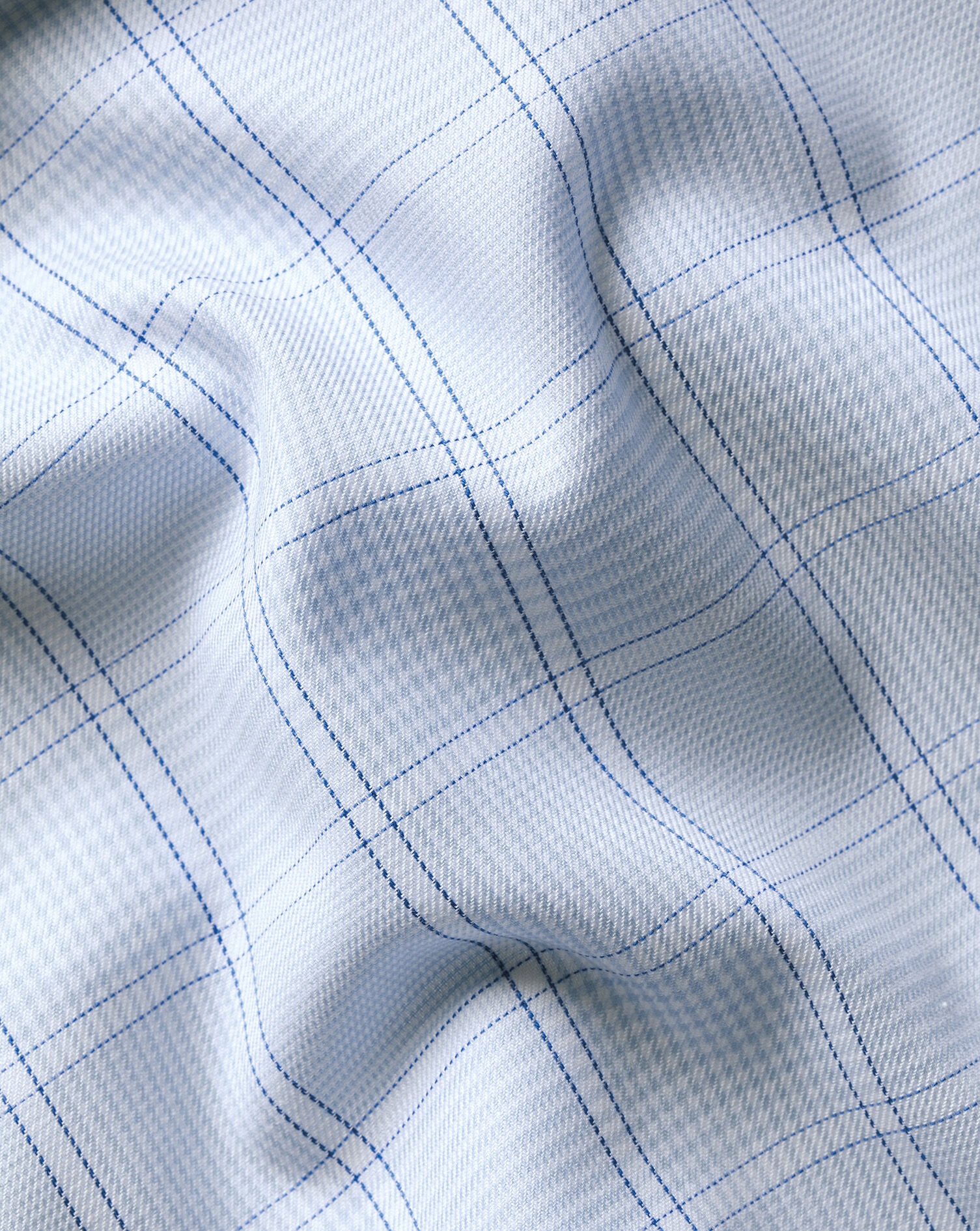 Non-Iron Twill Prince of Wales Check Shirt - Light Blue