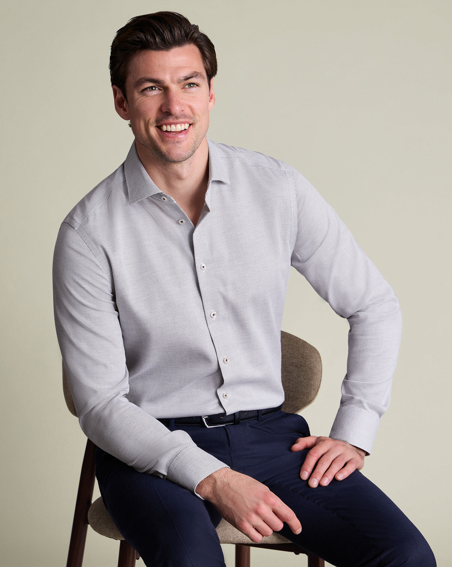 Non-Iron Stretch Texture Shirt - Dark Blue