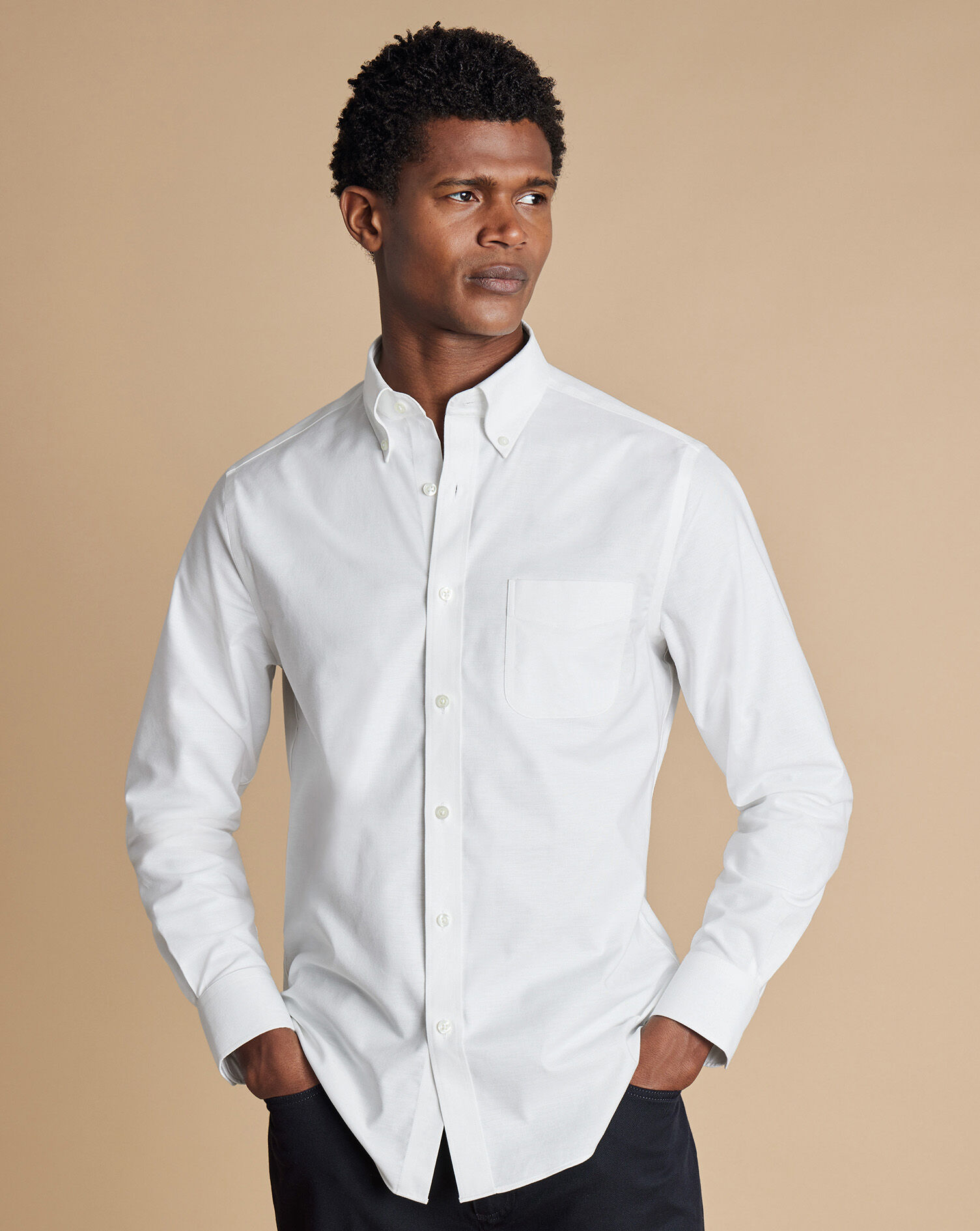 Non-Iron Stretch Oxford Shirt - White