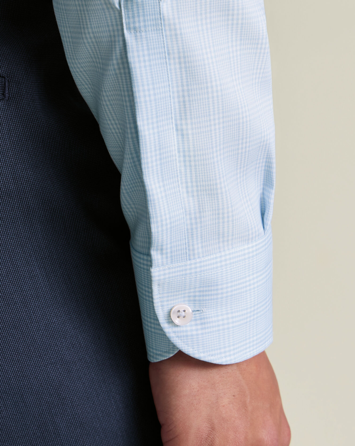 Button-Down Non-Iron Oxford Prince of Wales Check Shirt - Blue