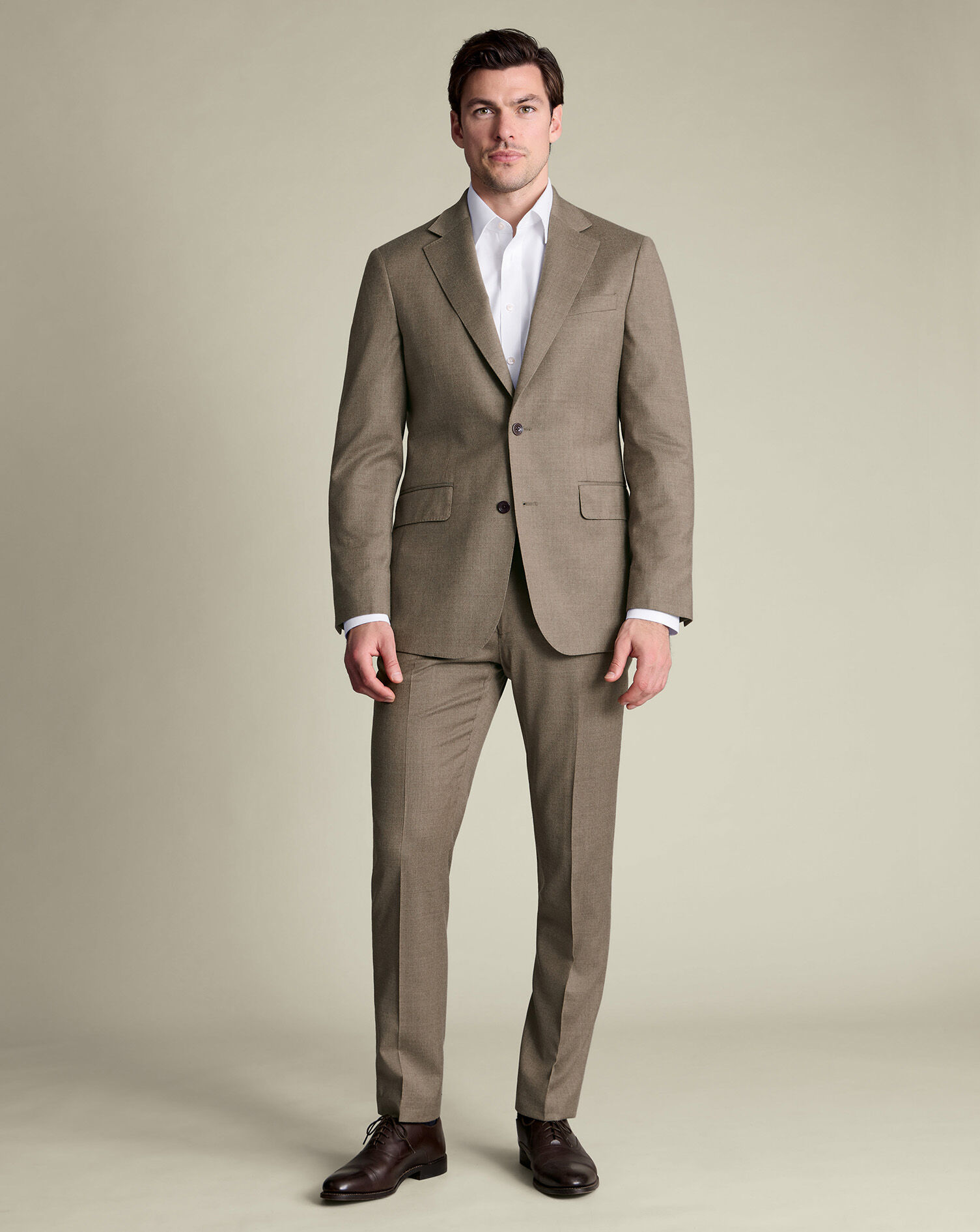 Flannel Italian Suit - Taupe